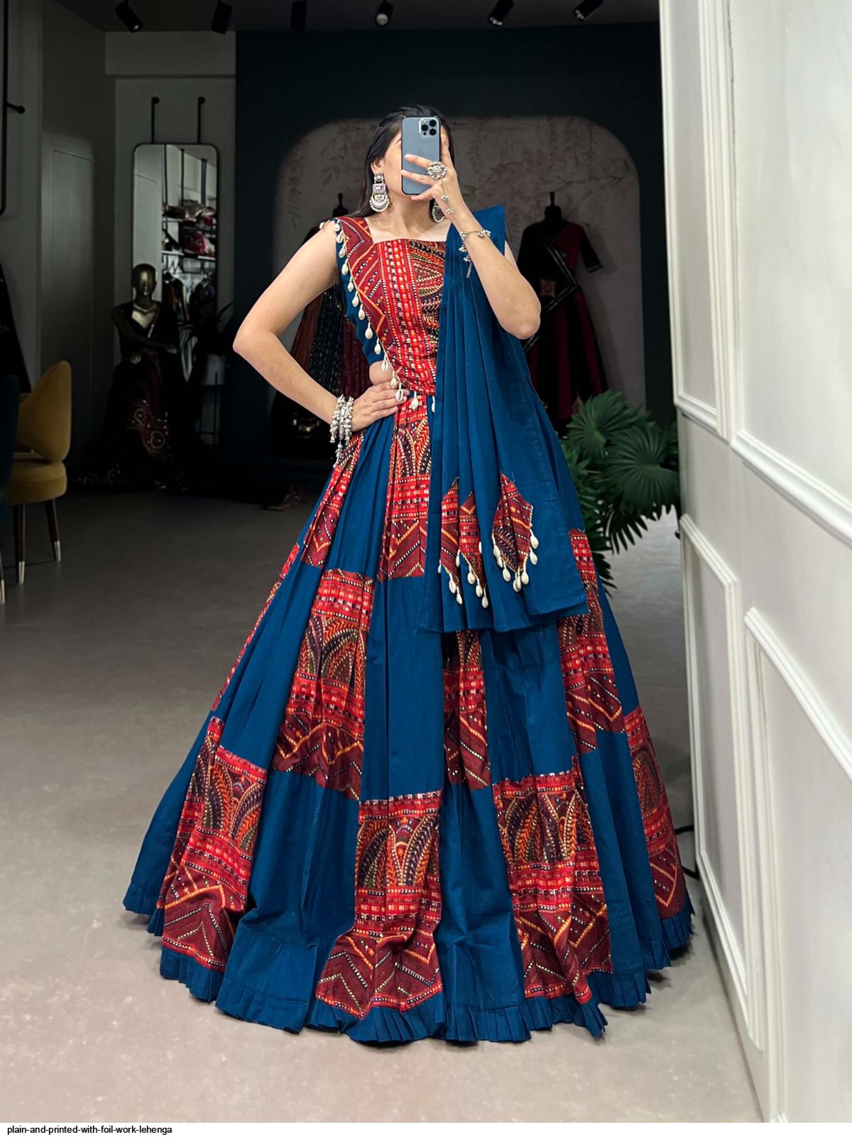 PLAIN AND PRINTED WITH FOIL WORK LEHENGA A