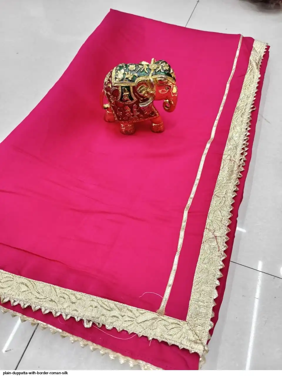 PLAIN DUPPATTA WITH BORDER ROMAN SILK 6
