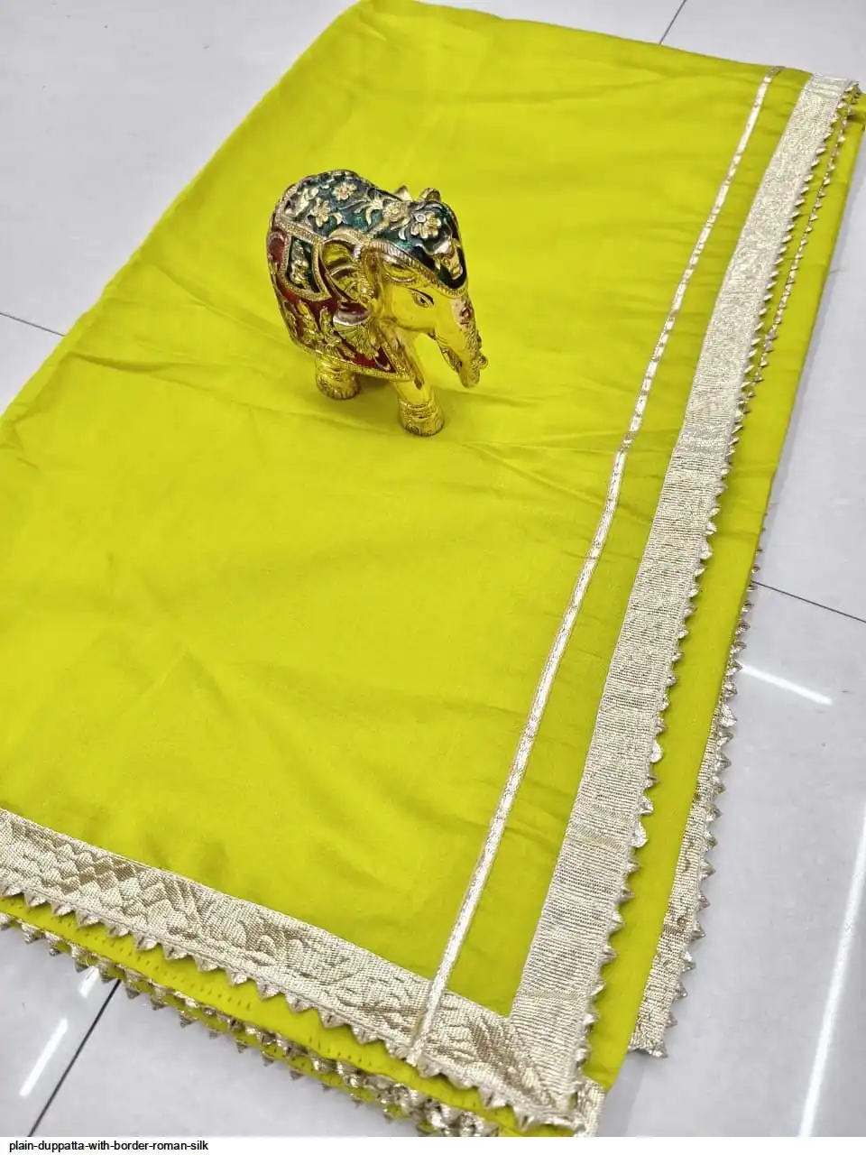 PLAIN DUPPATTA WITH BORDER ROMAN SILK 4