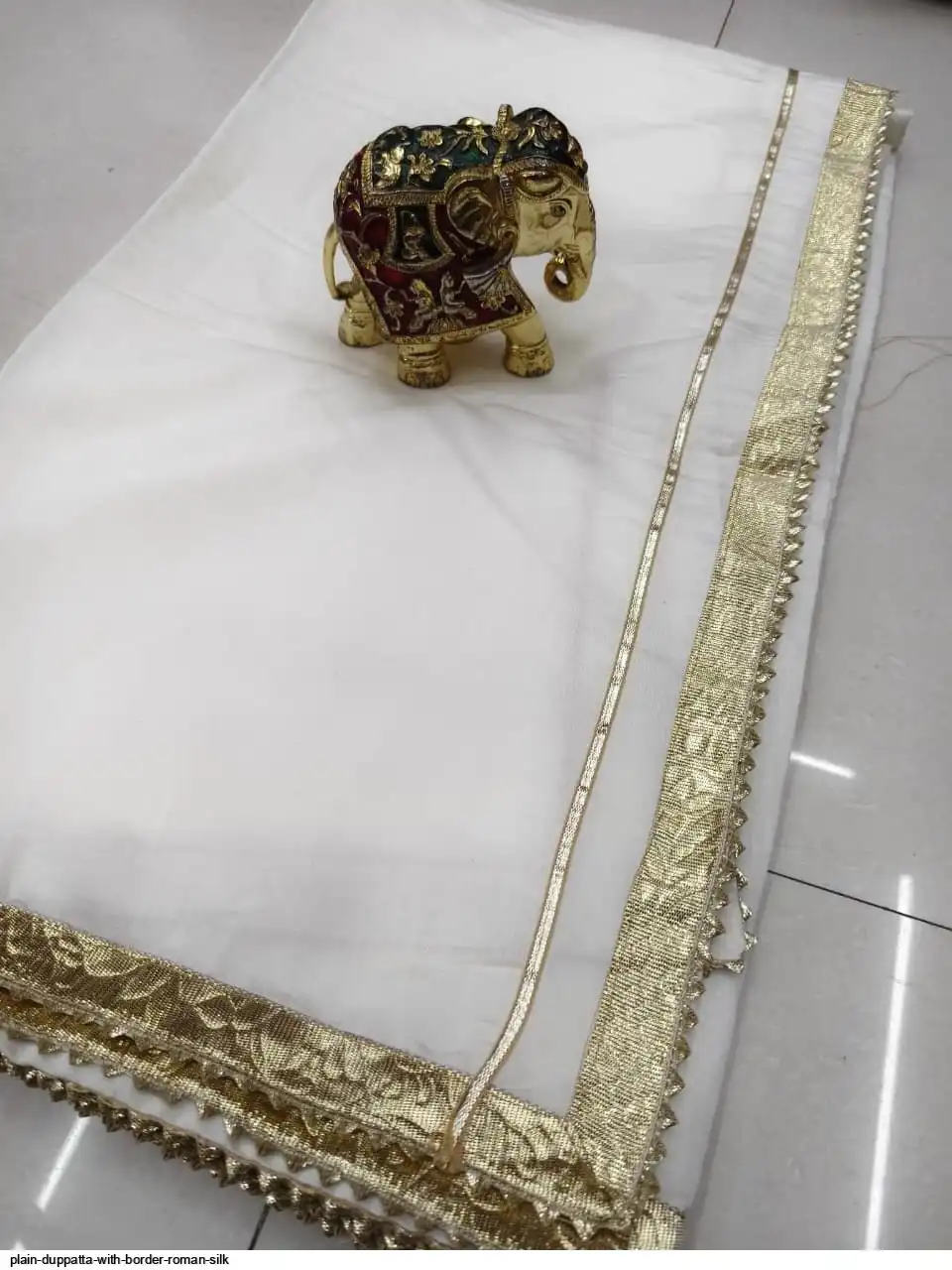 PLAIN DUPPATTA WITH BORDER ROMAN SILK 7