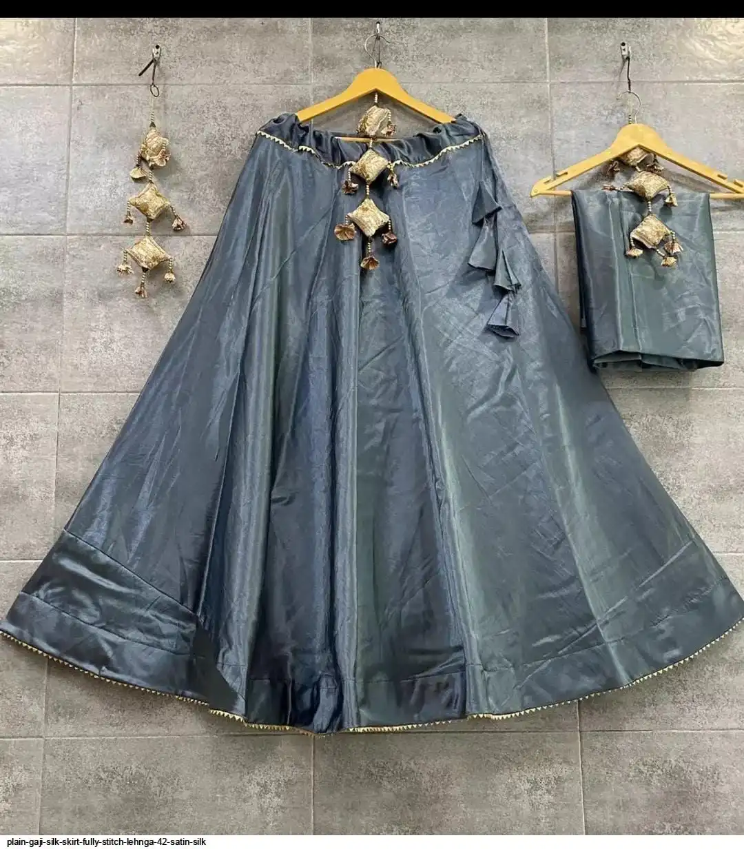 PLAIN GAJI SILK SKIRT FULLY STITCH LEHNGA 42 SATIN SILK 2