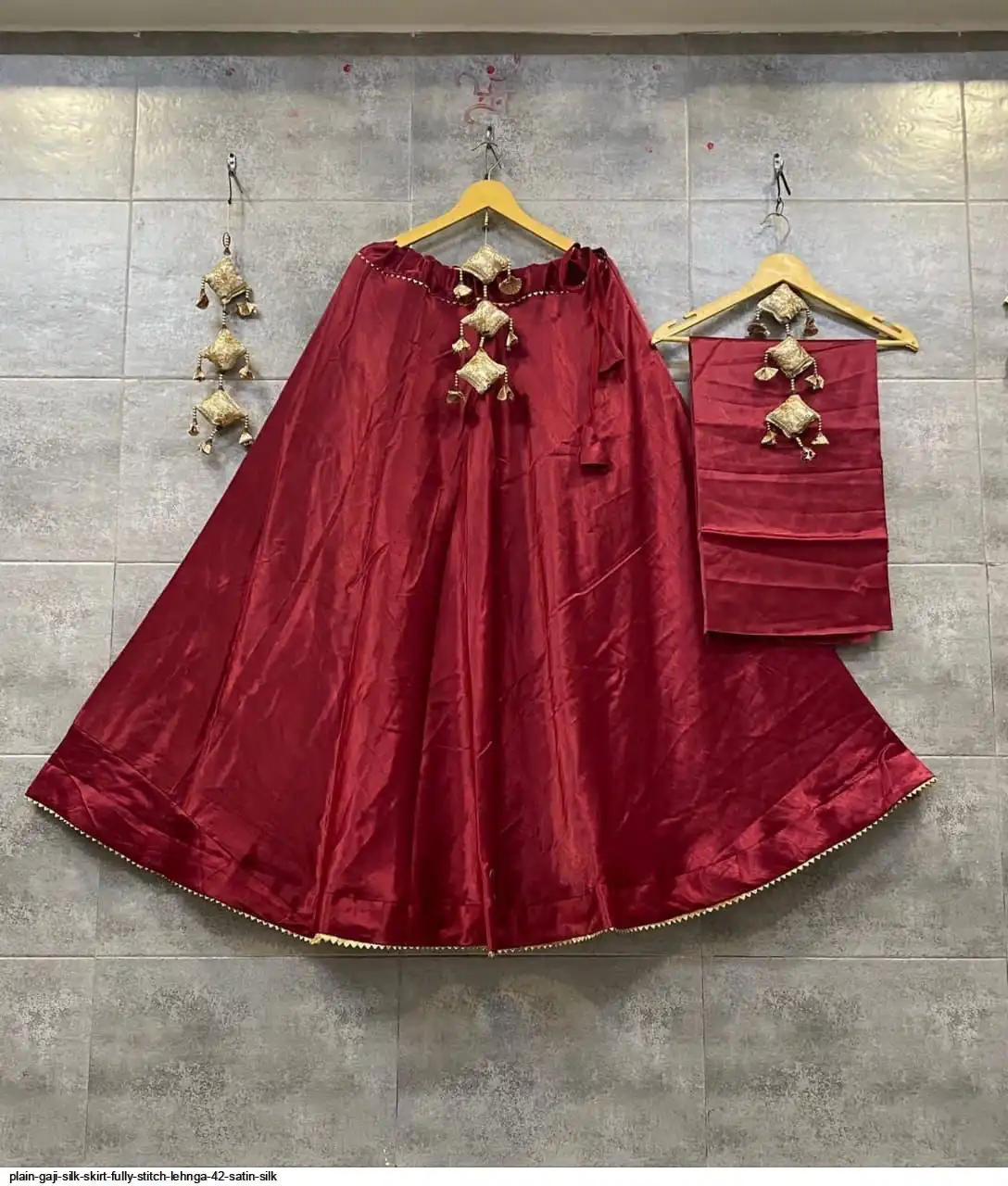 PLAIN GAJI SILK SKIRT FULLY STITCH LEHNGA 42 SATIN SILK 3