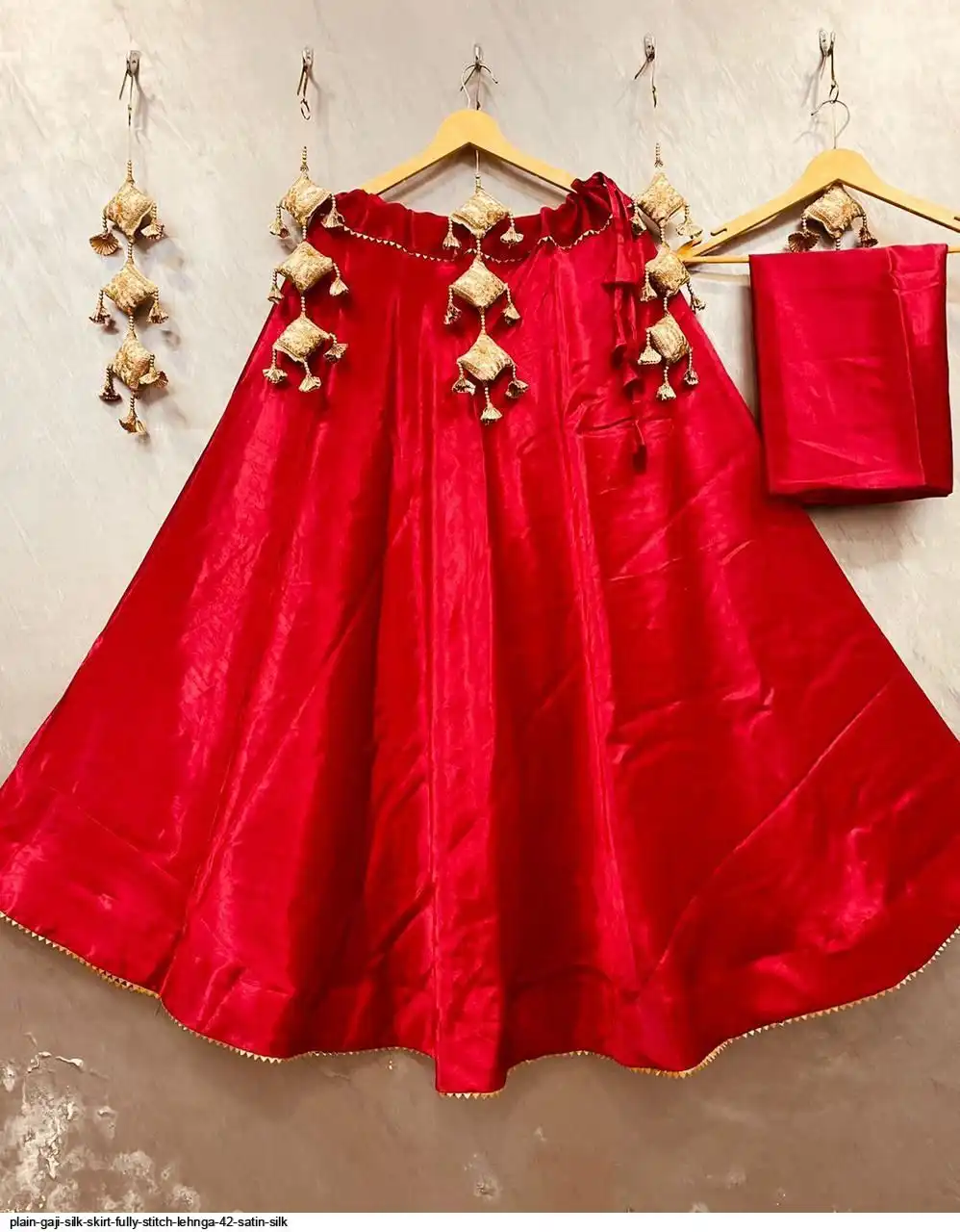 PLAIN GAJI SILK SKIRT FULLY STITCH LEHNGA 42 SATIN SILK 5