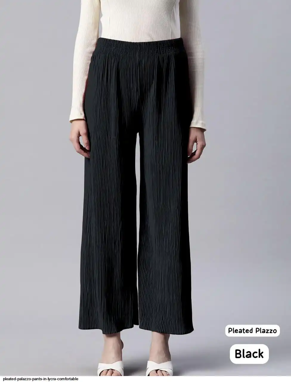 PLEATED PALAZZO PANTS IN LYCRA COMFORTABLE J