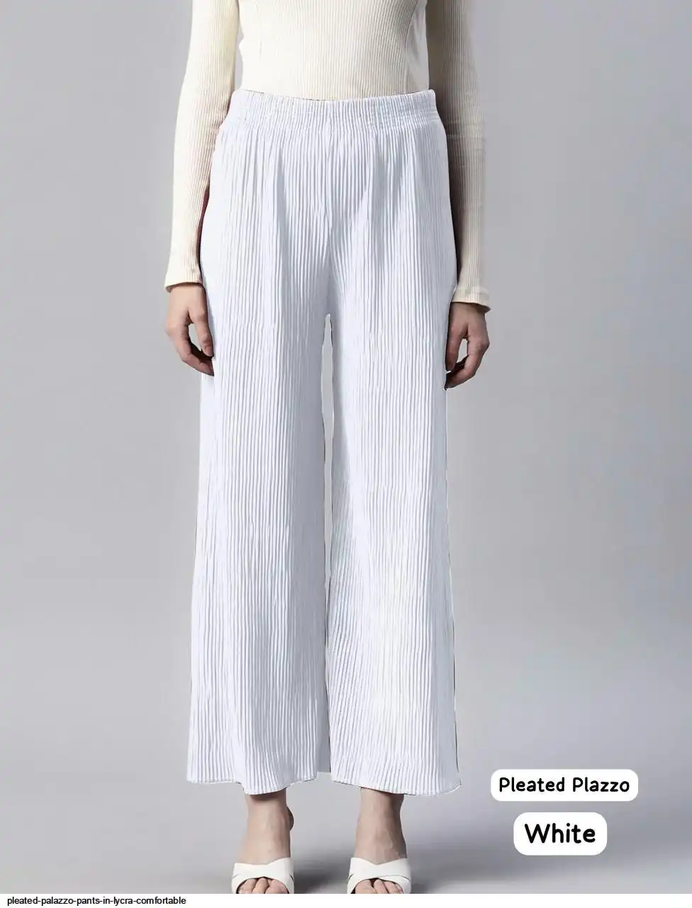 PLEATED PALAZZO PANTS IN LYCRA COMFORTABLE H