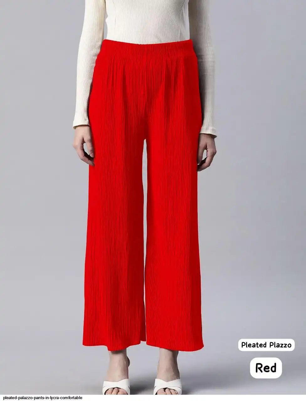 PLEATED PALAZZO PANTS IN LYCRA COMFORTABLE C