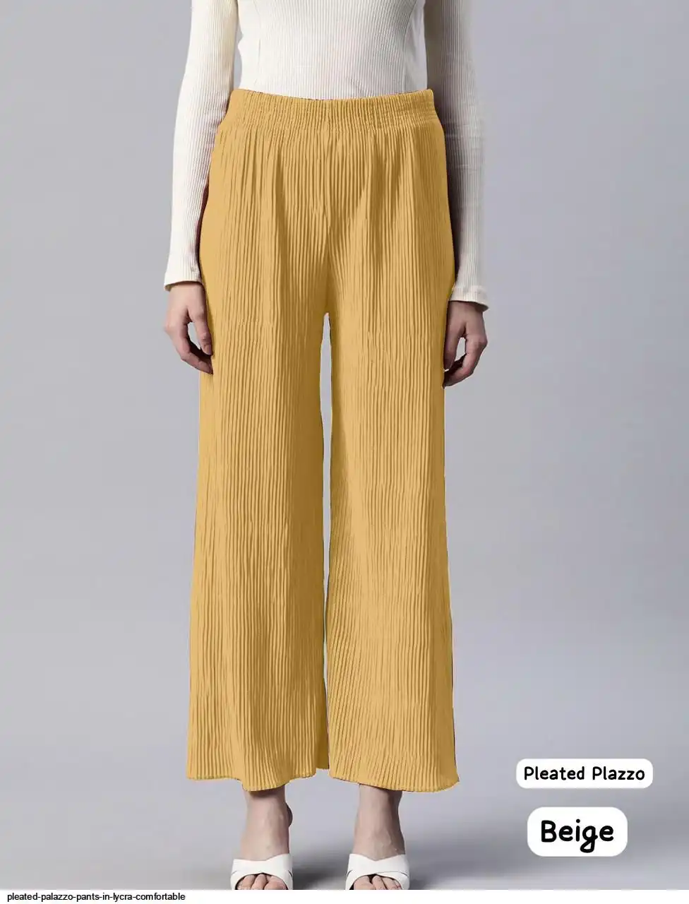 PLEATED PALAZZO PANTS IN LYCRA COMFORTABLE A