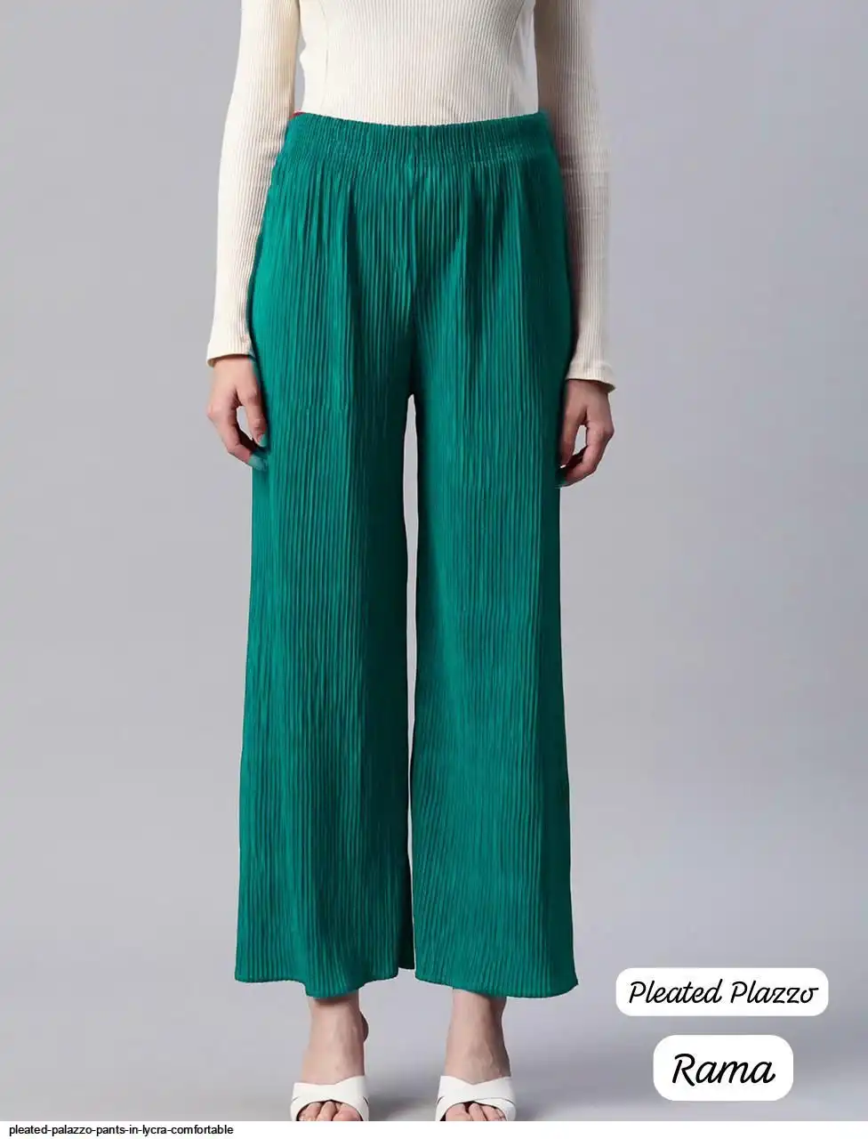 PLEATED PALAZZO PANTS IN LYCRA COMFORTABLE I