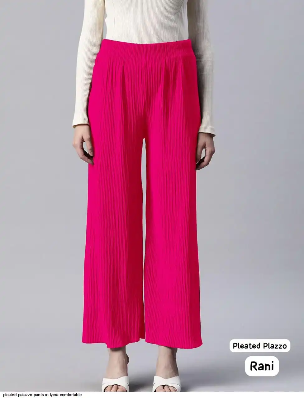 PLEATED PALAZZO PANTS IN LYCRA COMFORTABLE D