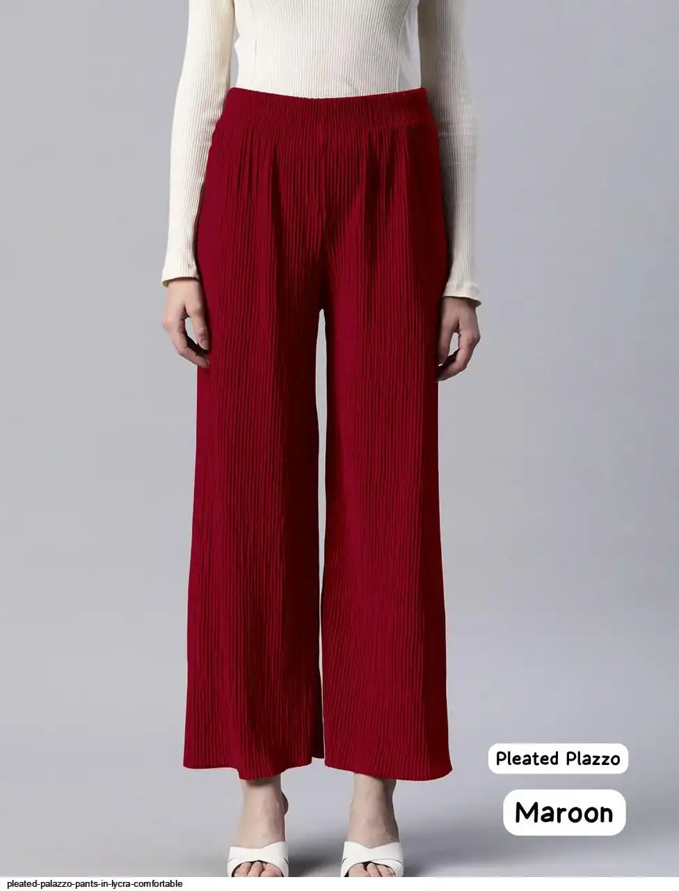 PLEATED PALAZZO PANTS IN LYCRA COMFORTABLE G