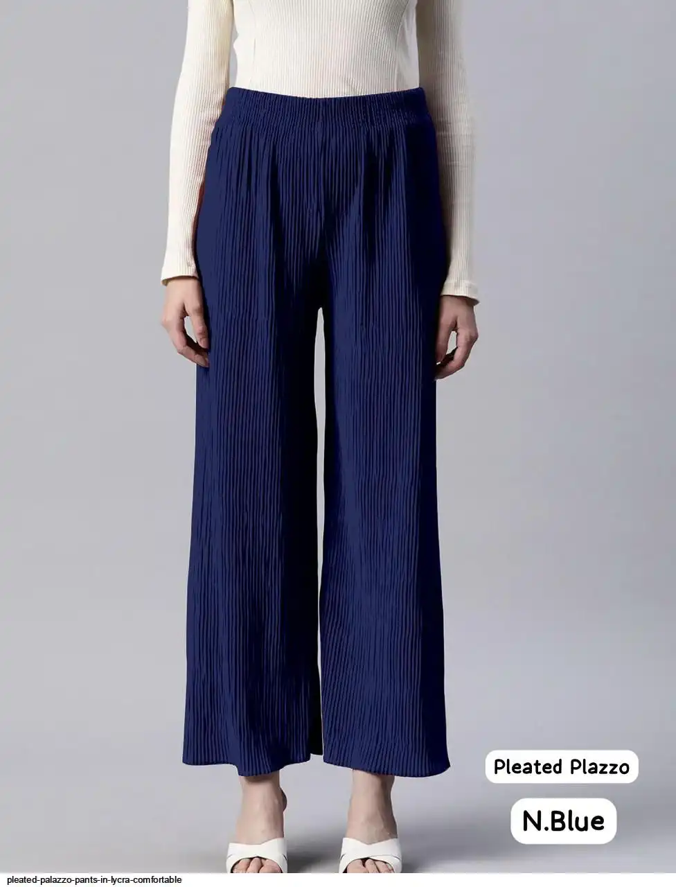 PLEATED PALAZZO PANTS IN LYCRA COMFORTABLE E