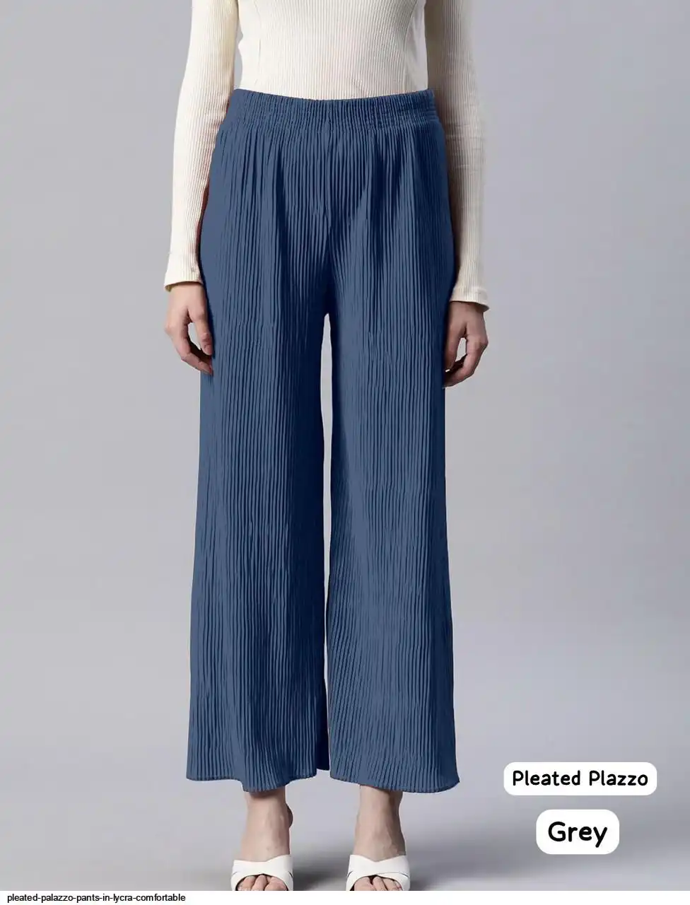 PLEATED PALAZZO PANTS IN LYCRA COMFORTABLE B