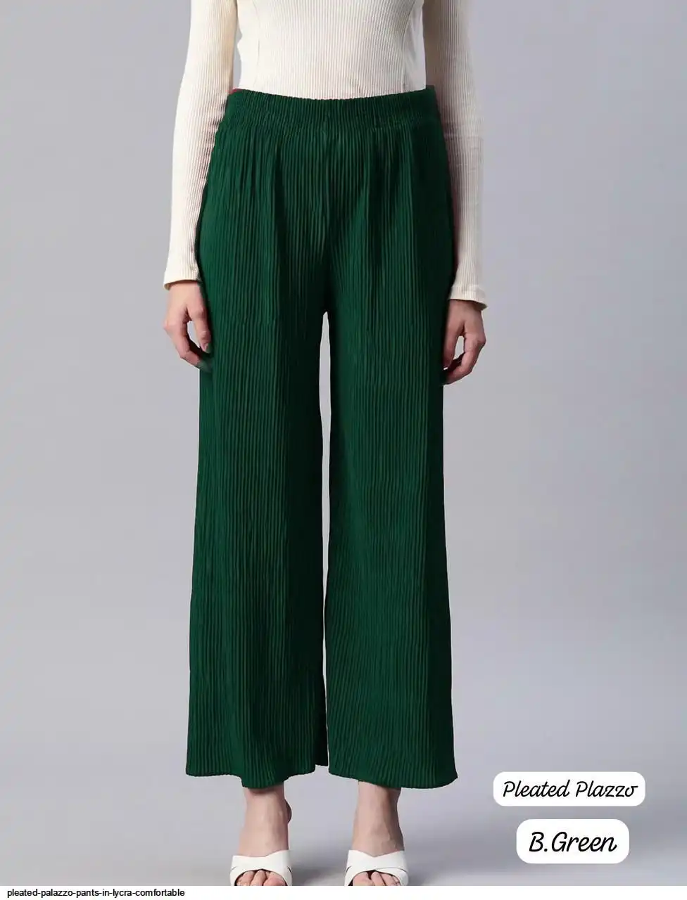 PLEATED PALAZZO PANTS IN LYCRA COMFORTABLE F