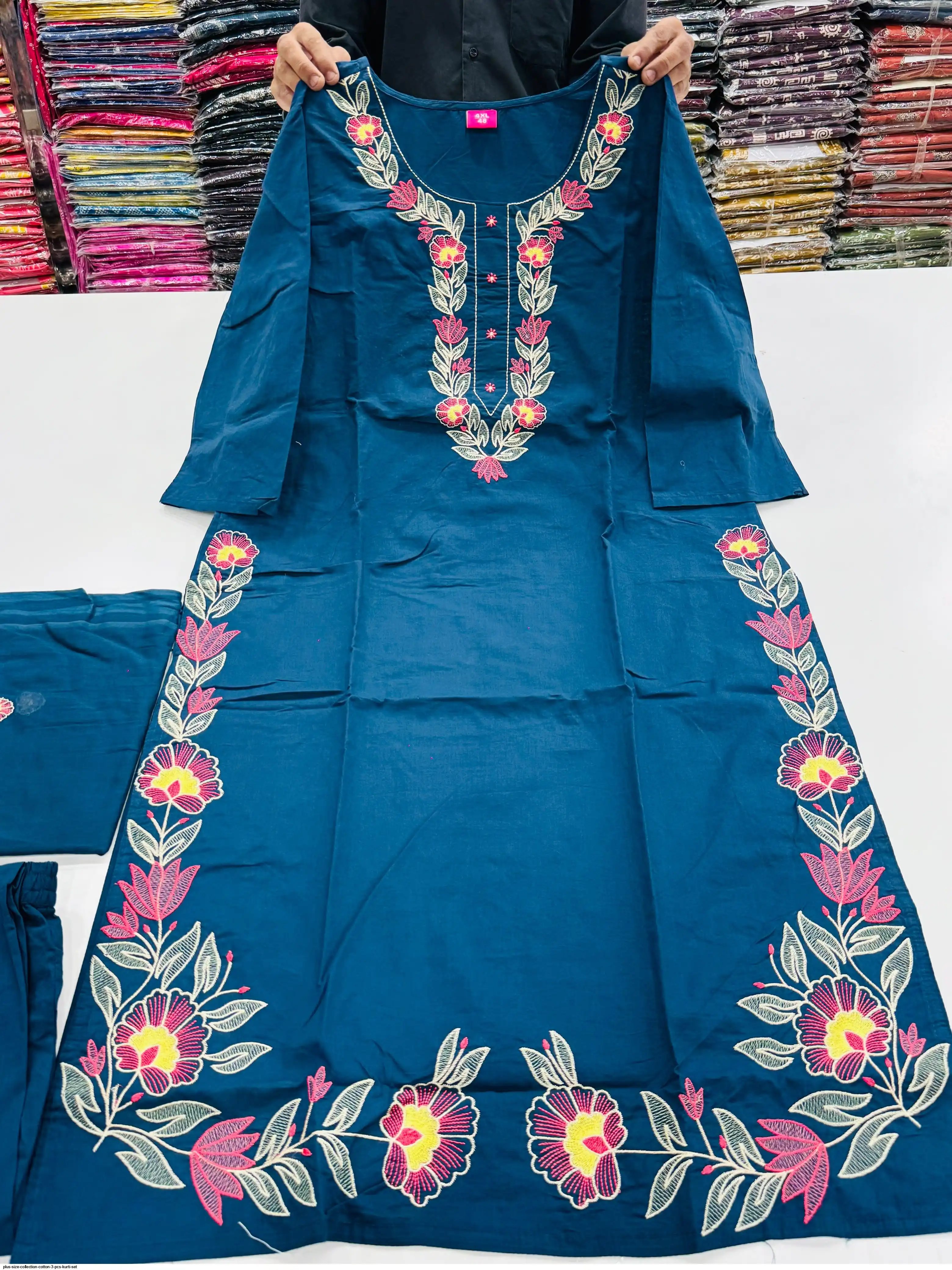 PLUS SIZE COLLECTION COTTON 3 PCS KURTI SET D