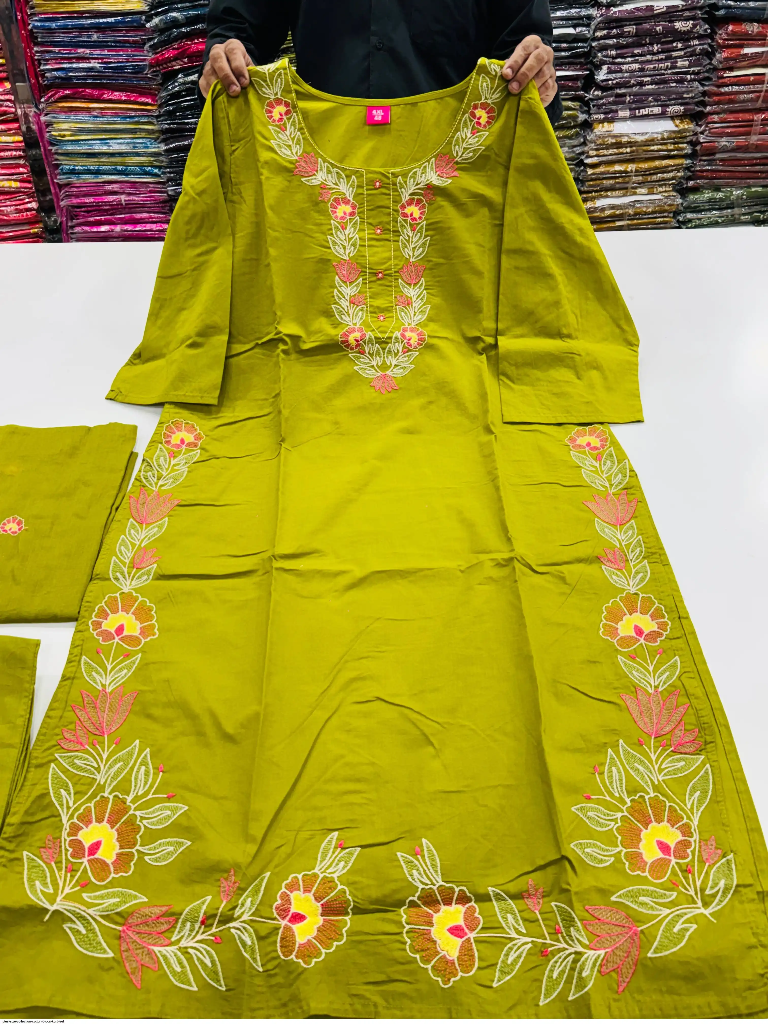 PLUS SIZE COLLECTION COTTON 3 PCS KURTI SET A