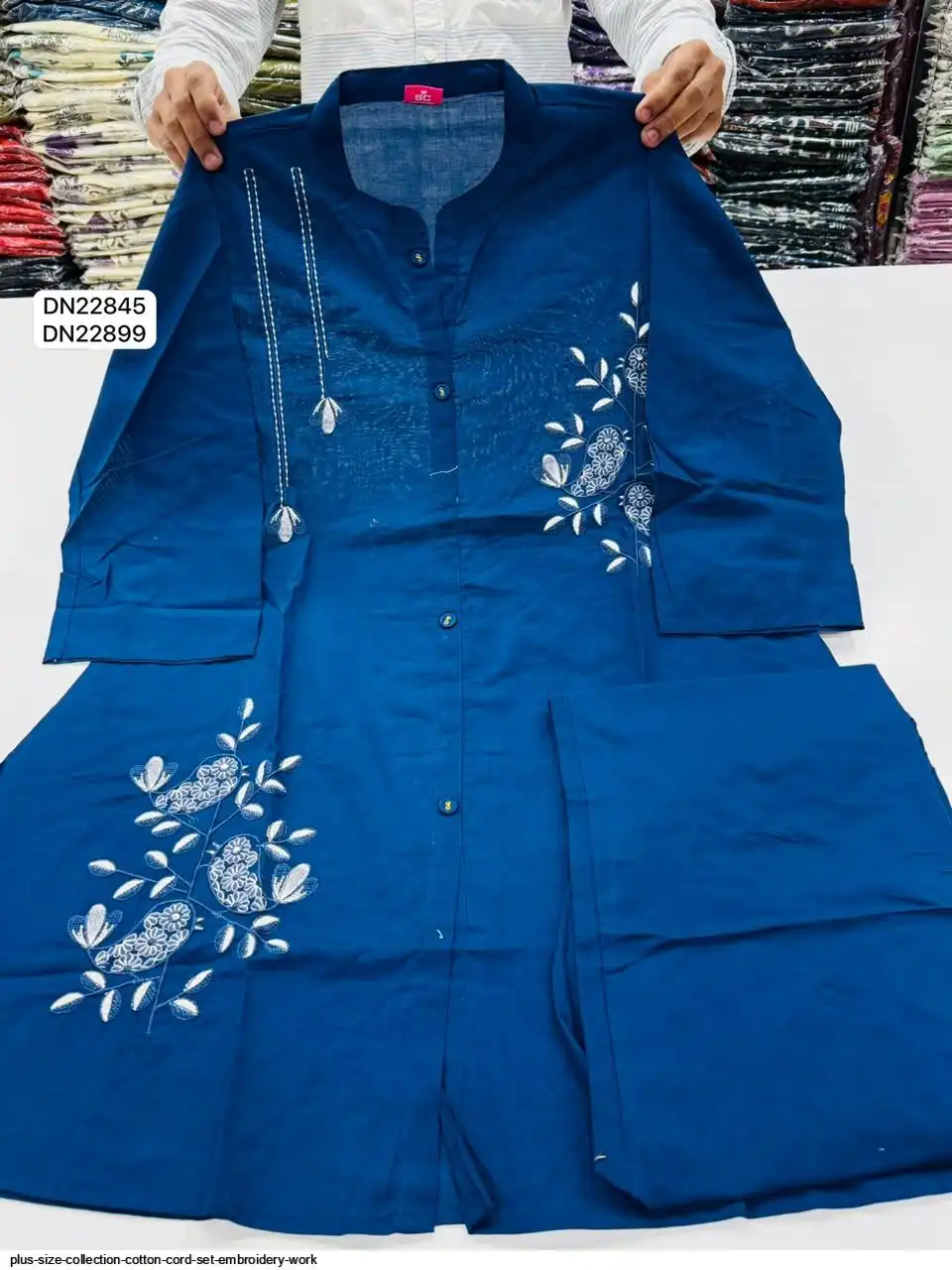 PLUS SIZE COLLECTION COTTON CORD SET EMBROIDERY WORK D