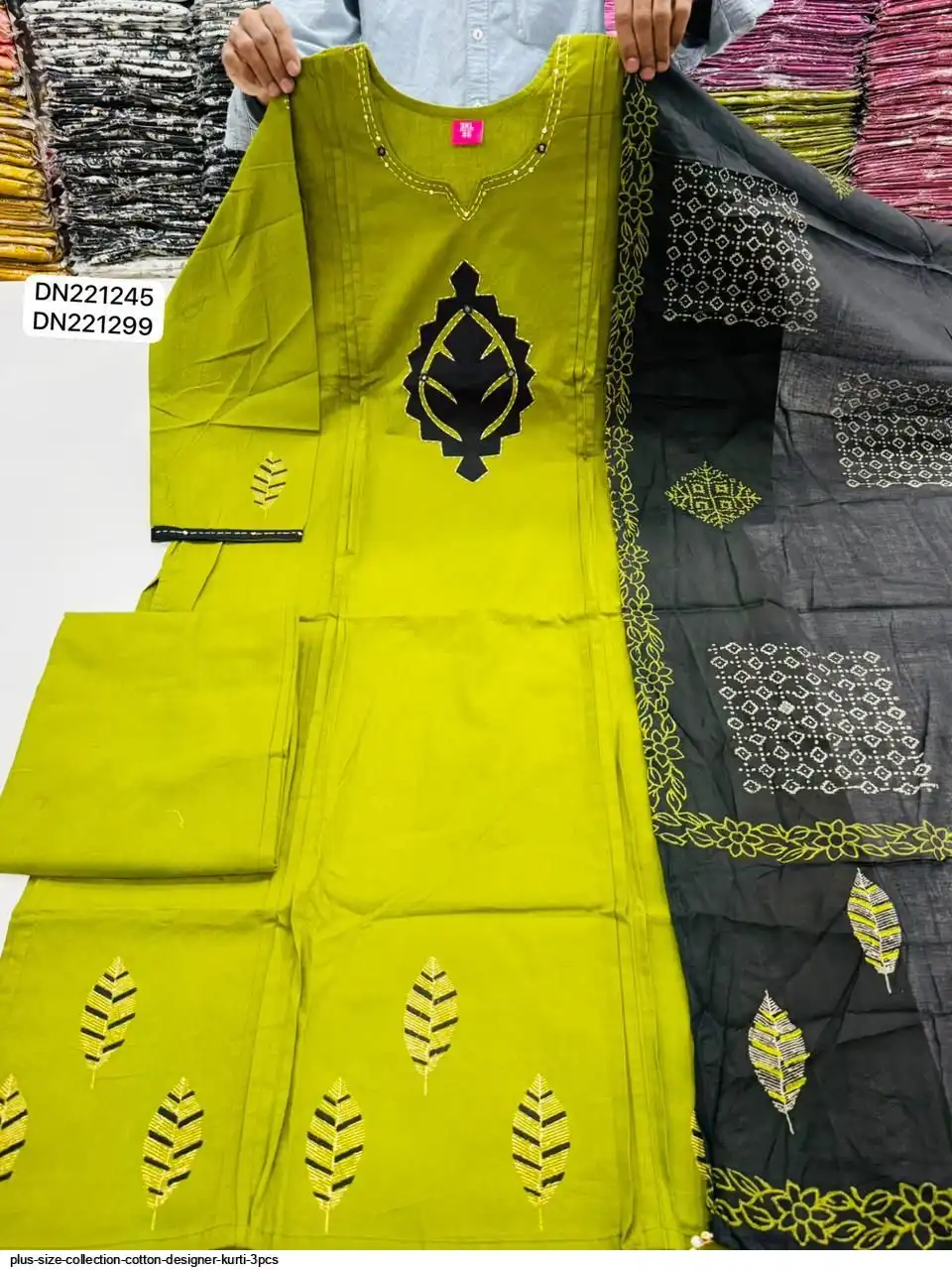 PLUS SIZE COLLECTION COTTON DESIGNER KURTI 3PCS B