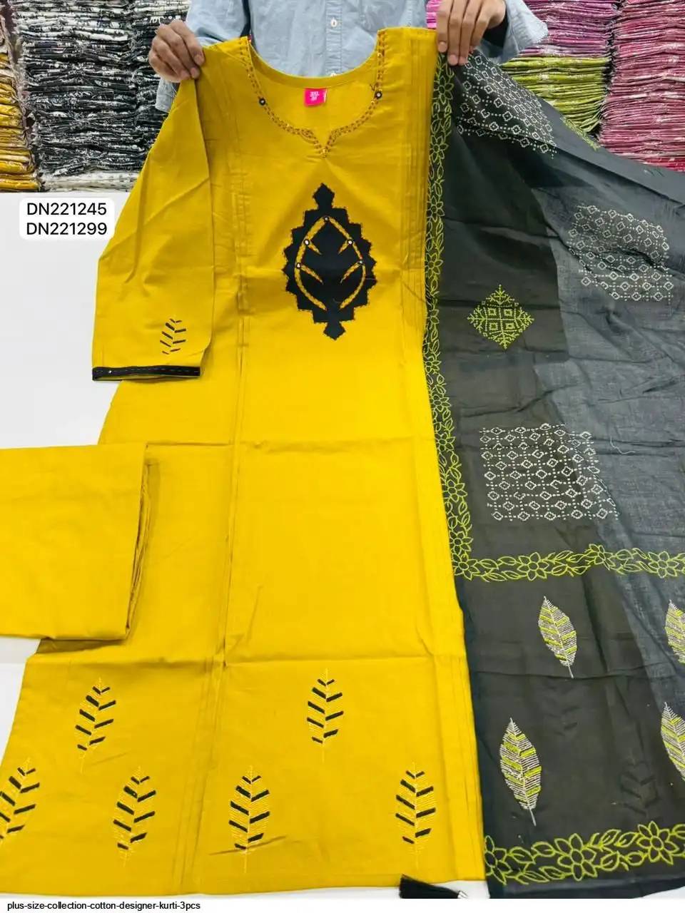 PLUS SIZE COLLECTION COTTON DESIGNER KURTI 3PCS A