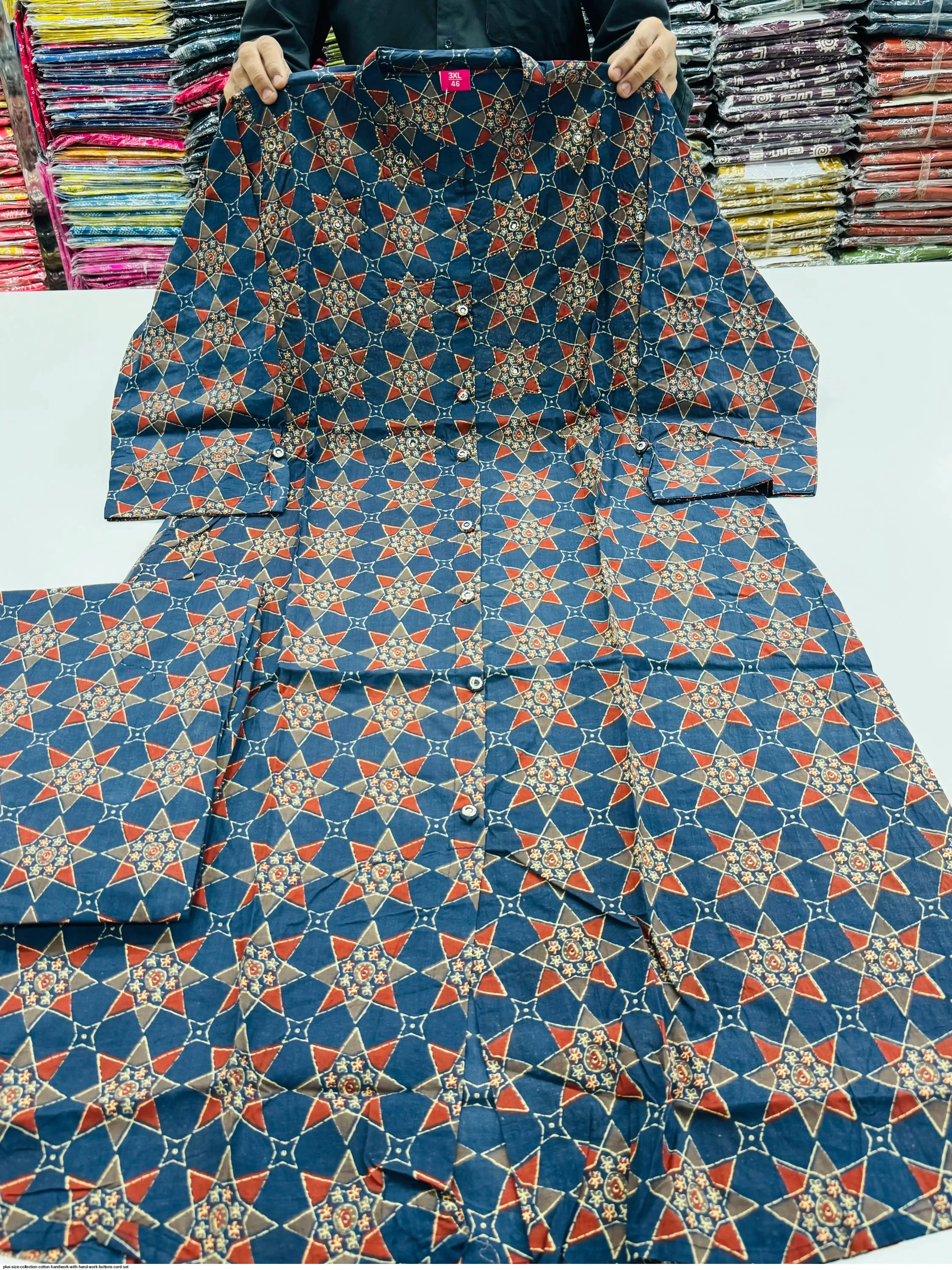 PLUS SIZE COLLECTION COTTON HANDWORK WITH HAND WORK BUTTONS CORD SET B