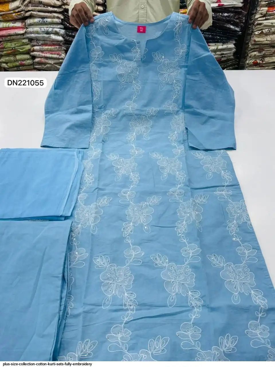 PLUS SIZE COLLECTION COTTON KURTI SETS FULLY EMBROIDERY B