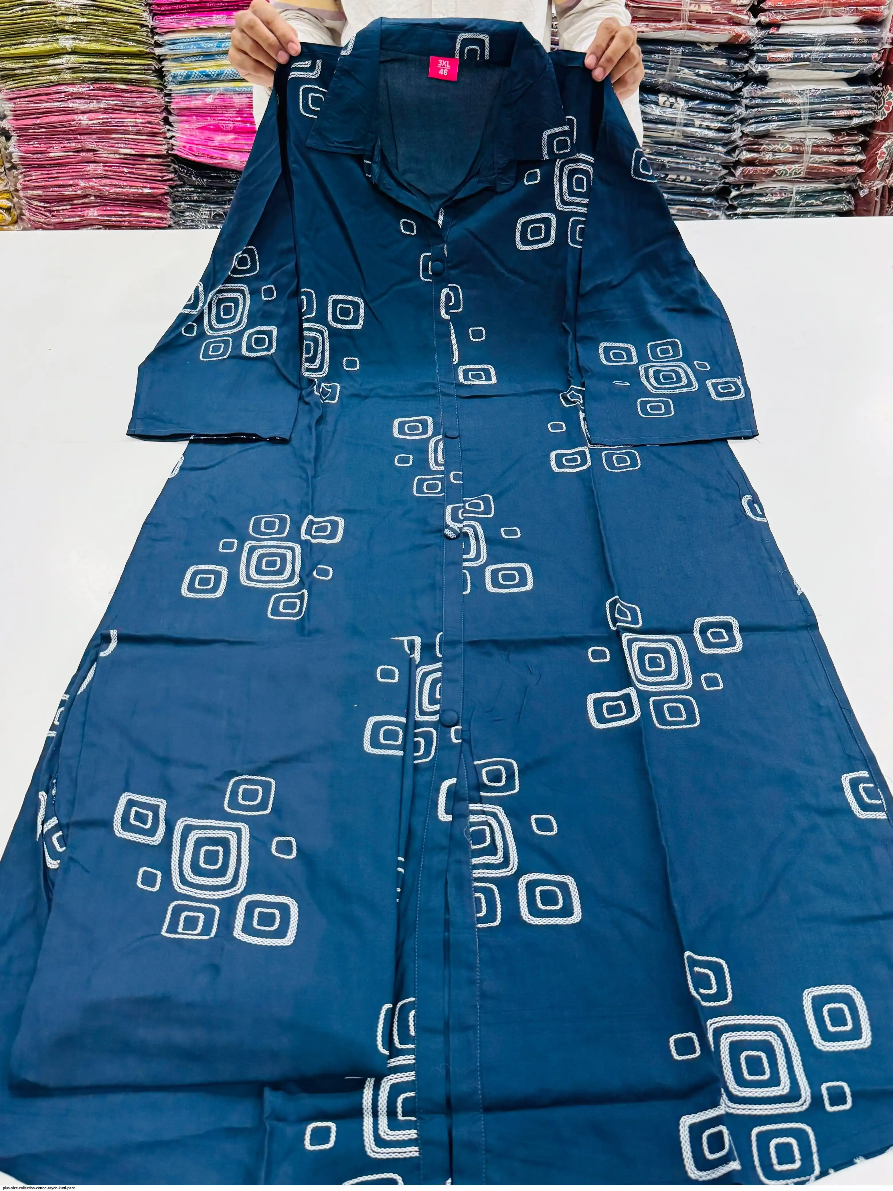 PLUS SIZE COLLECTION COTTON RAYON KURTI PANT C