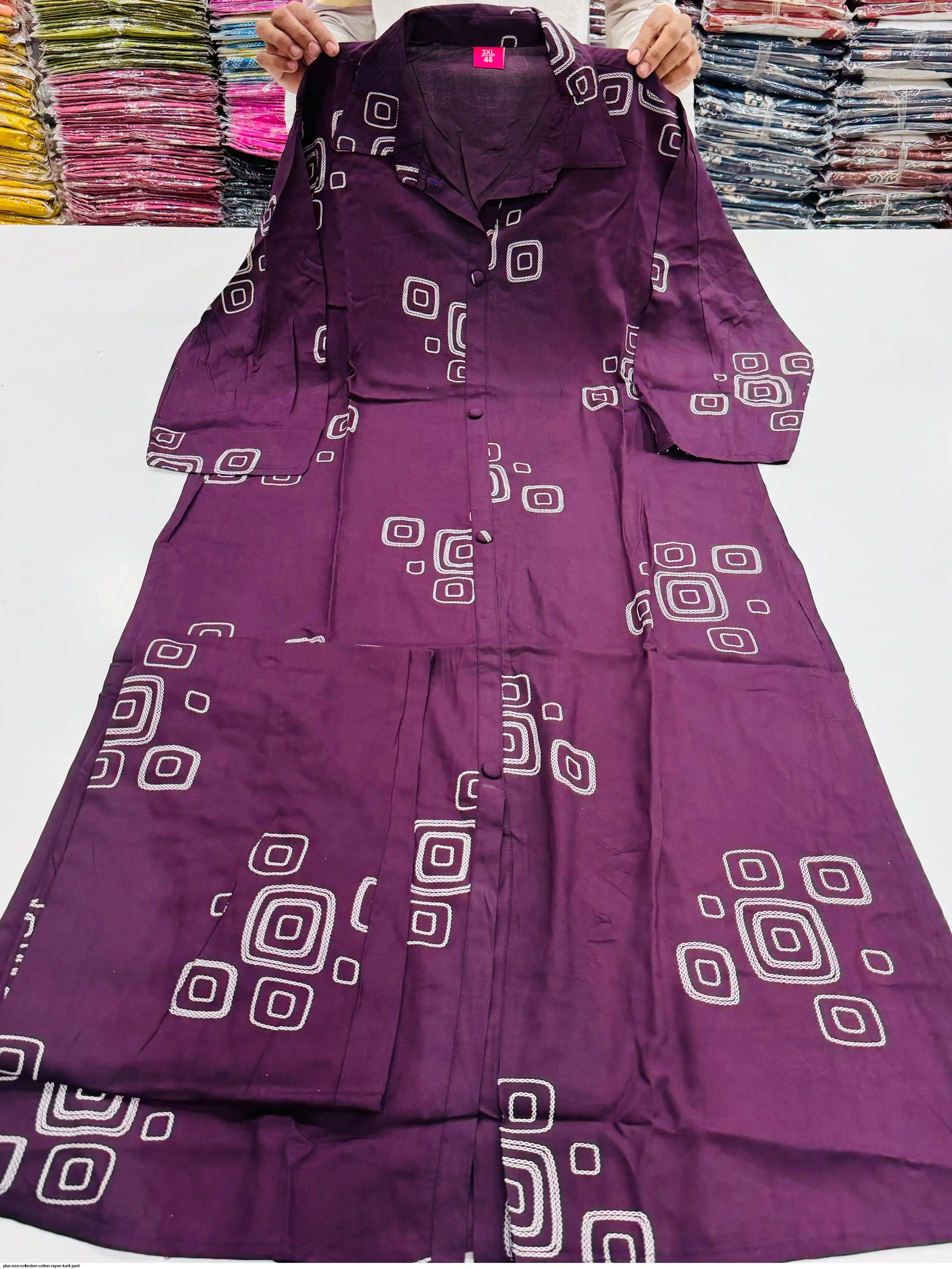 PLUS SIZE COLLECTION COTTON RAYON KURTI PANT B