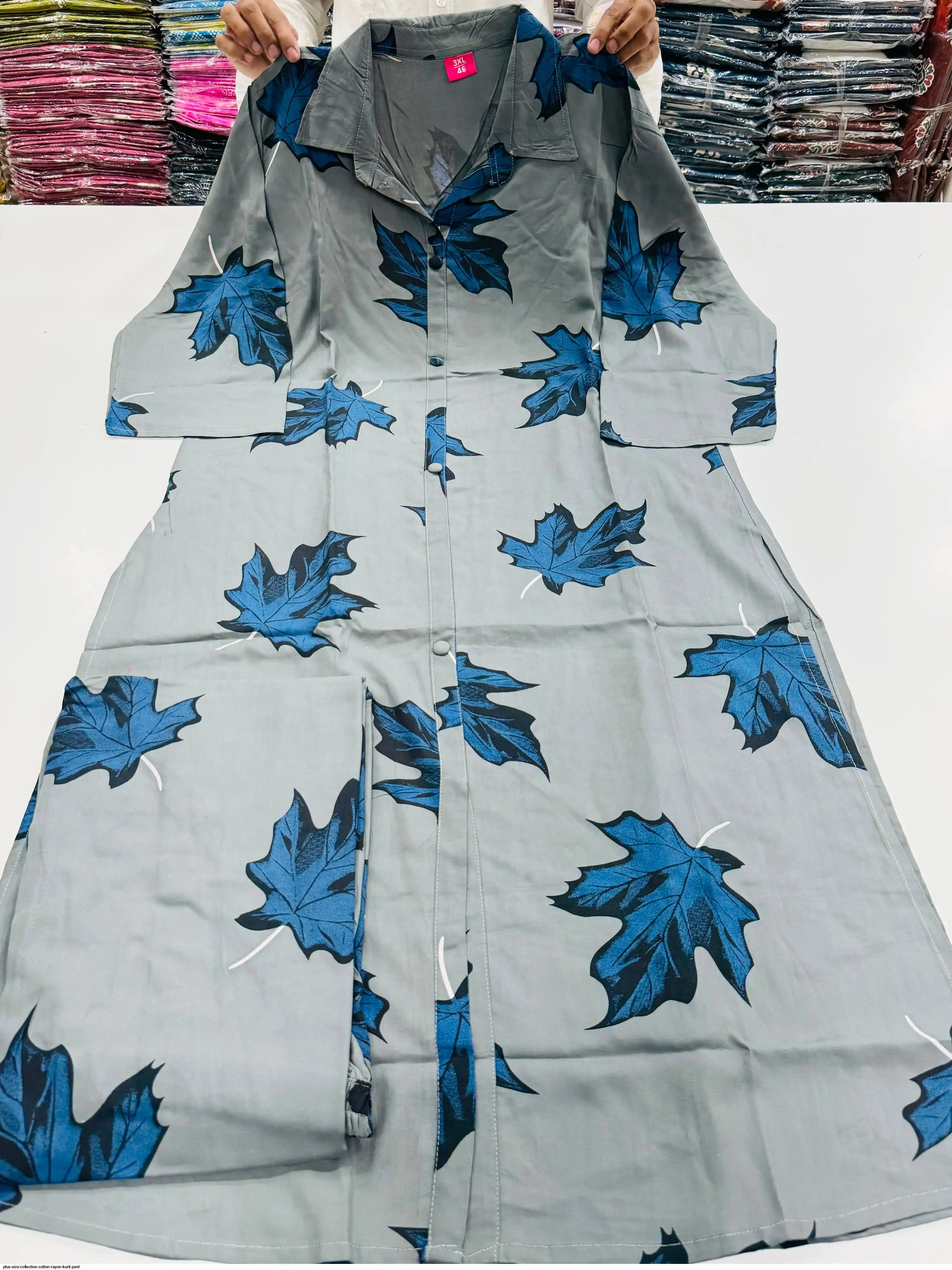 PLUS SIZE COLLECTION COTTON RAYON KURTI PANT F