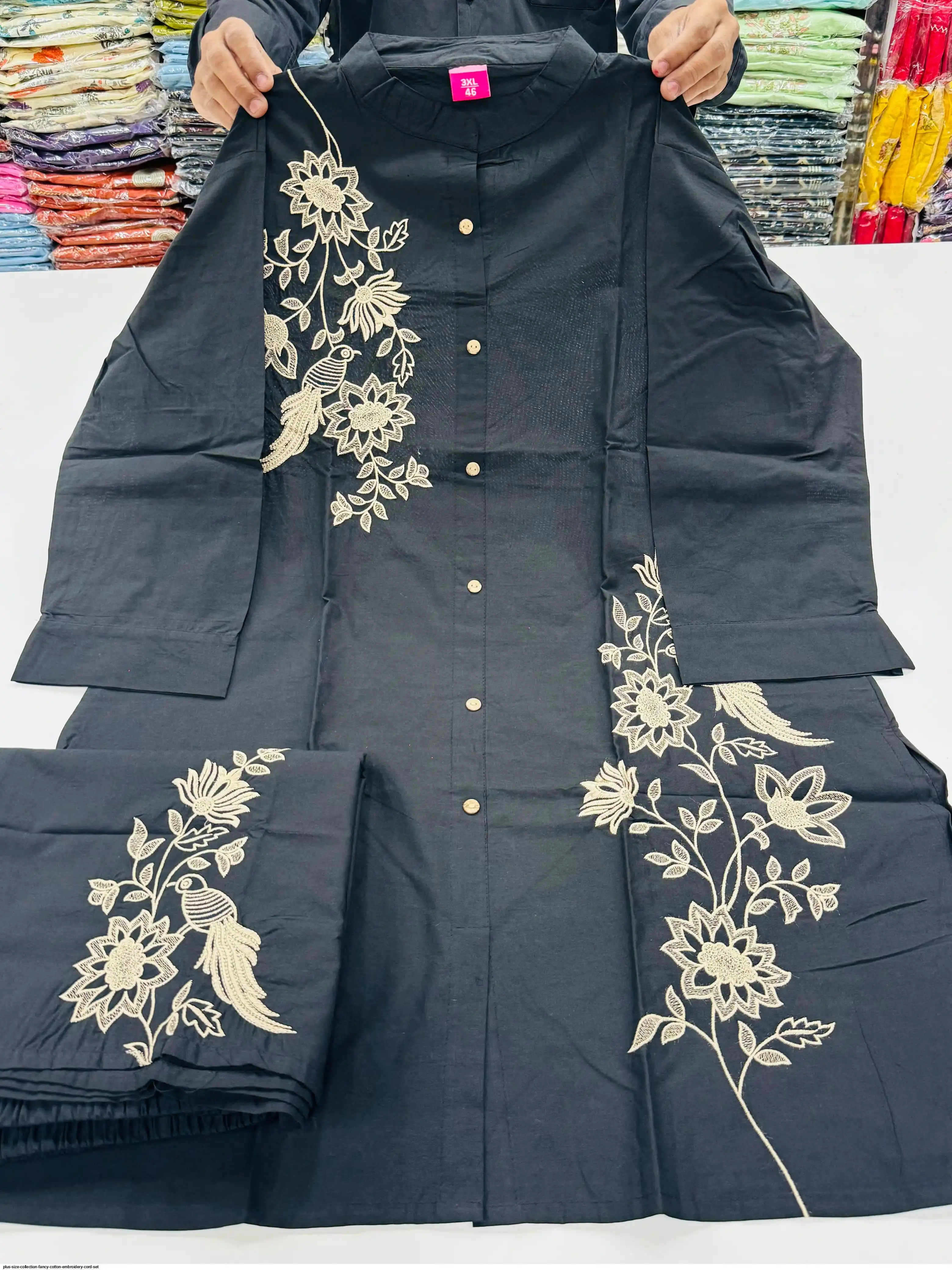 PLUS SIZE COLLECTION FANCY COTTON EMBROIDERY CORD SET B