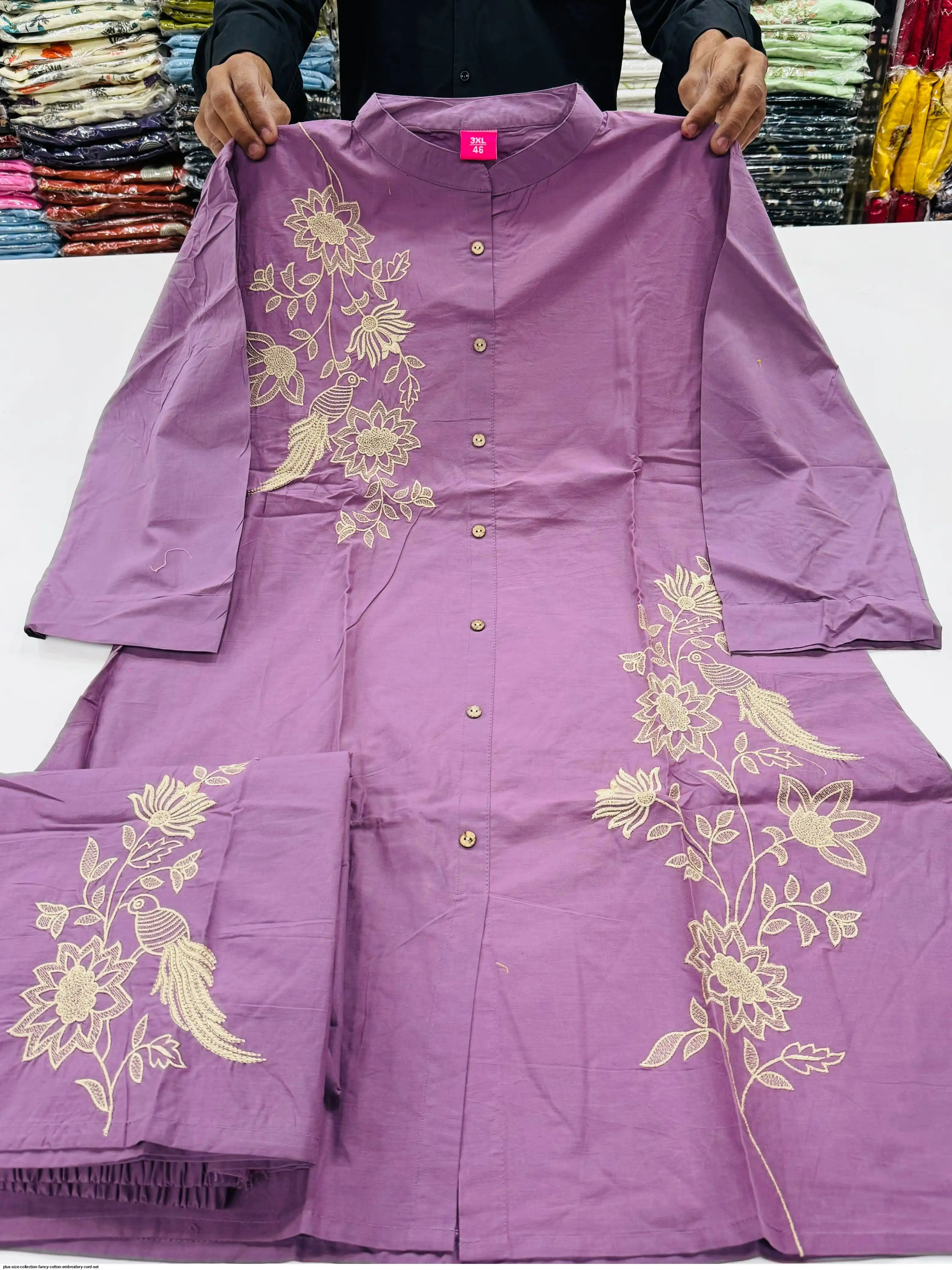PLUS SIZE COLLECTION FANCY COTTON EMBROIDERY CORD SET C