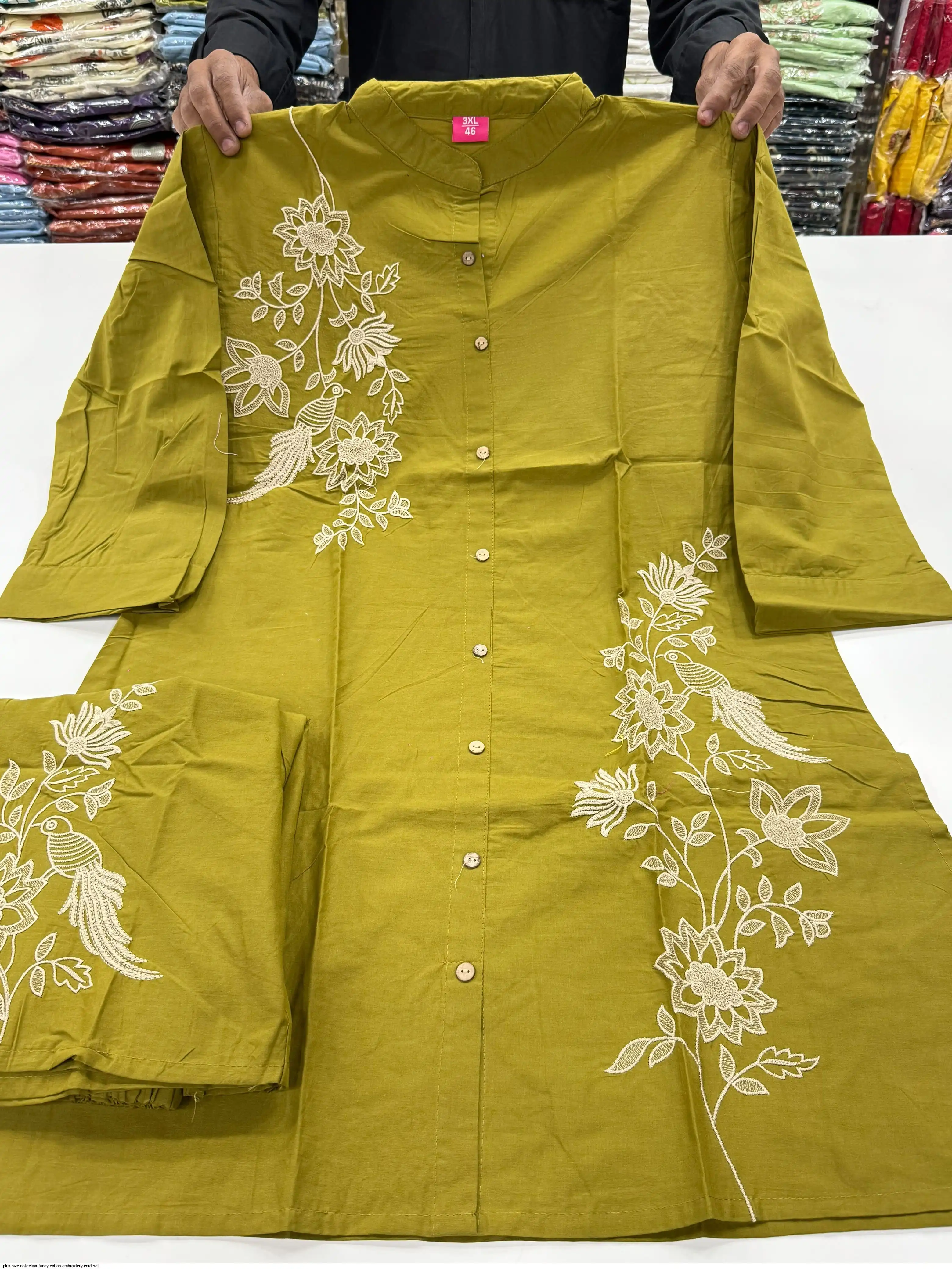 PLUS SIZE COLLECTION FANCY COTTON EMBROIDERY CORD SET D