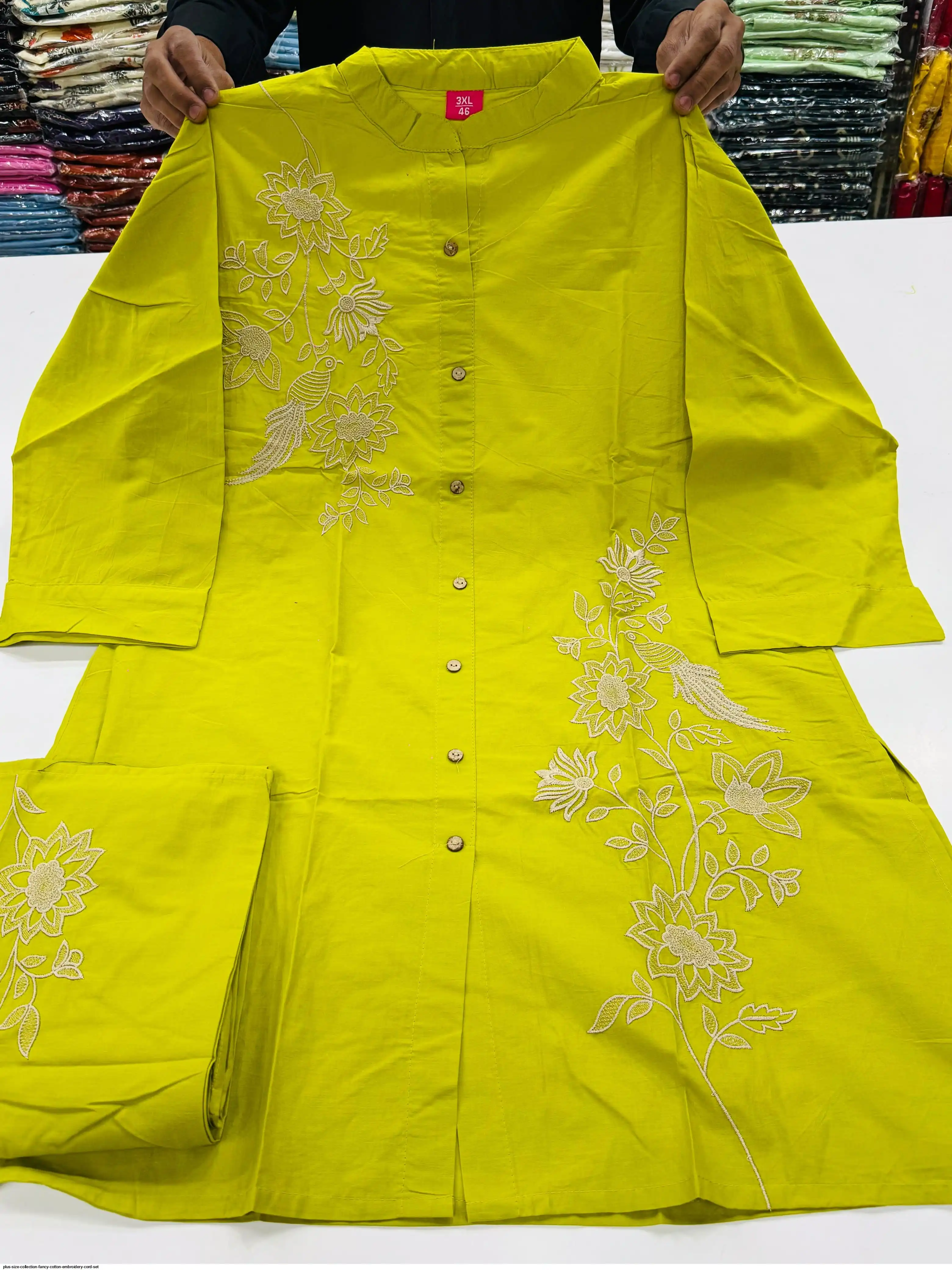 PLUS SIZE COLLECTION FANCY COTTON EMBROIDERY CORD SET E
