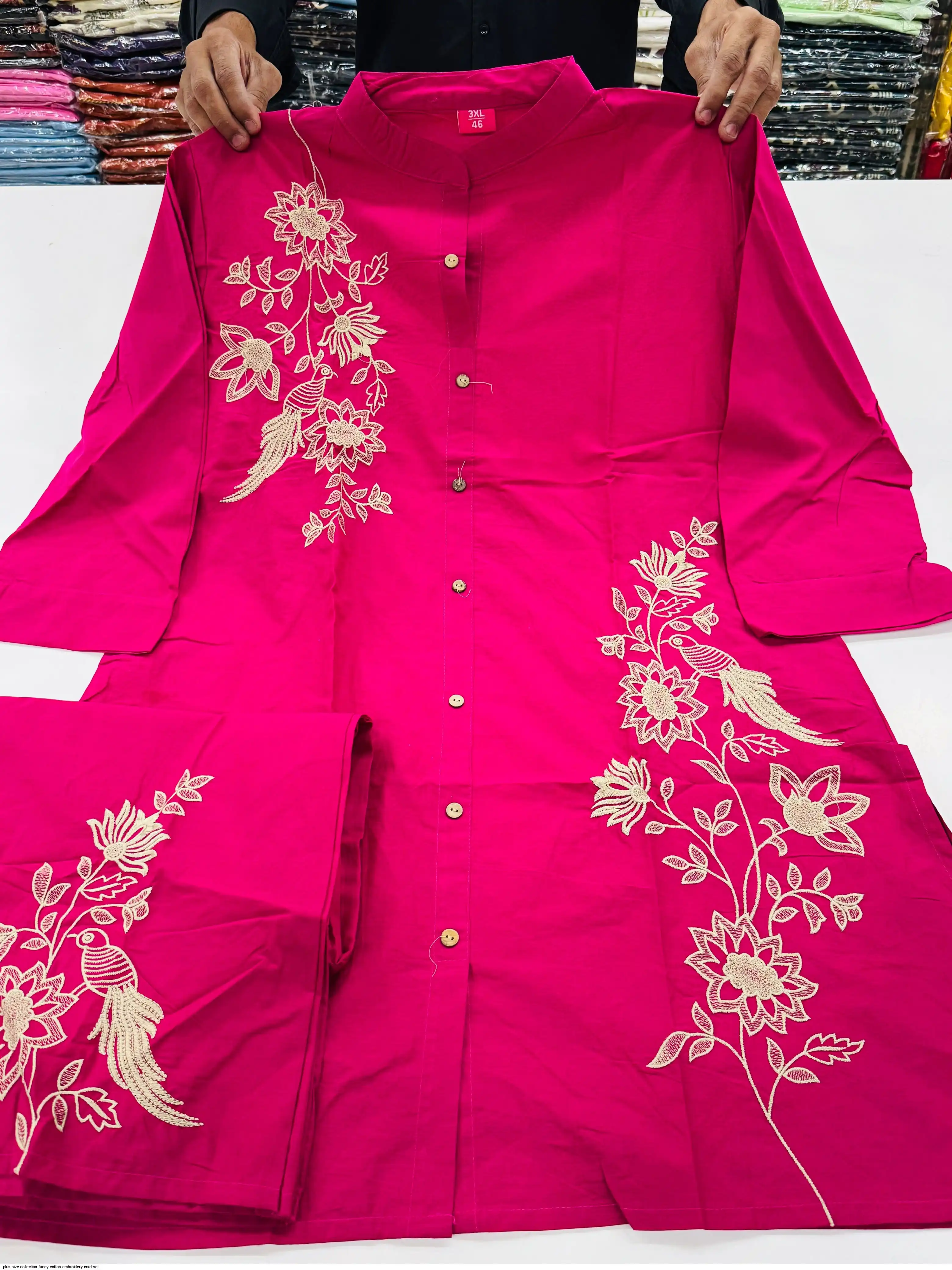 PLUS SIZE COLLECTION FANCY COTTON EMBROIDERY CORD SET F