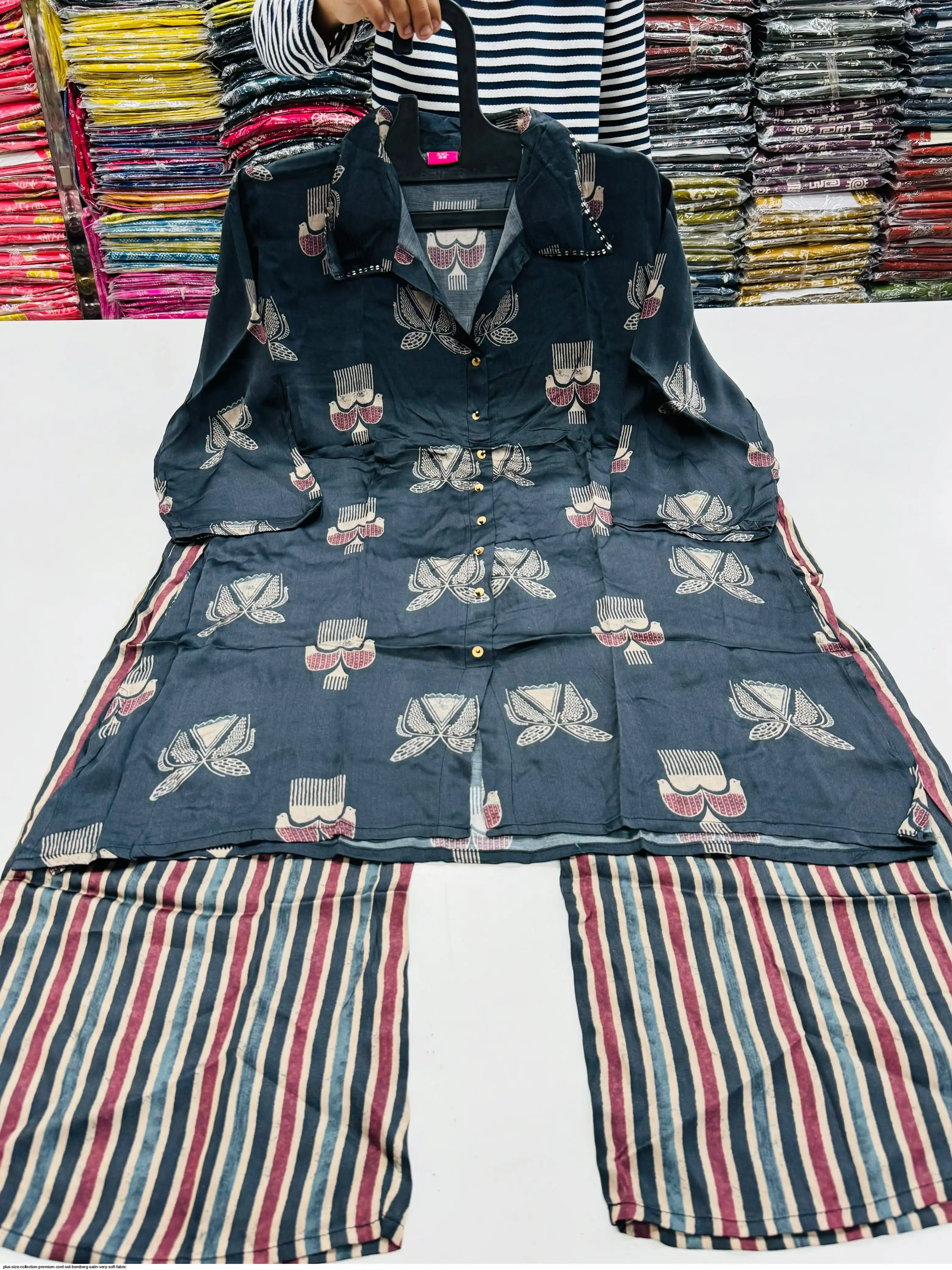 PLUS SIZE COLLECTION PREMIUM CORD SET BEMBERG SATIN VERY SOFT FABRIC D