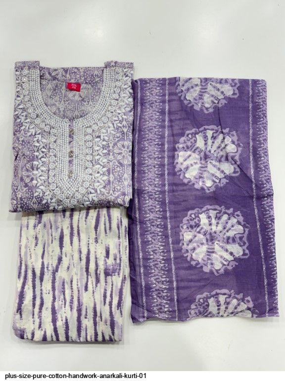 PLUS SIZE PURE COTTON HANDWORK ANARKALI KURTI 01