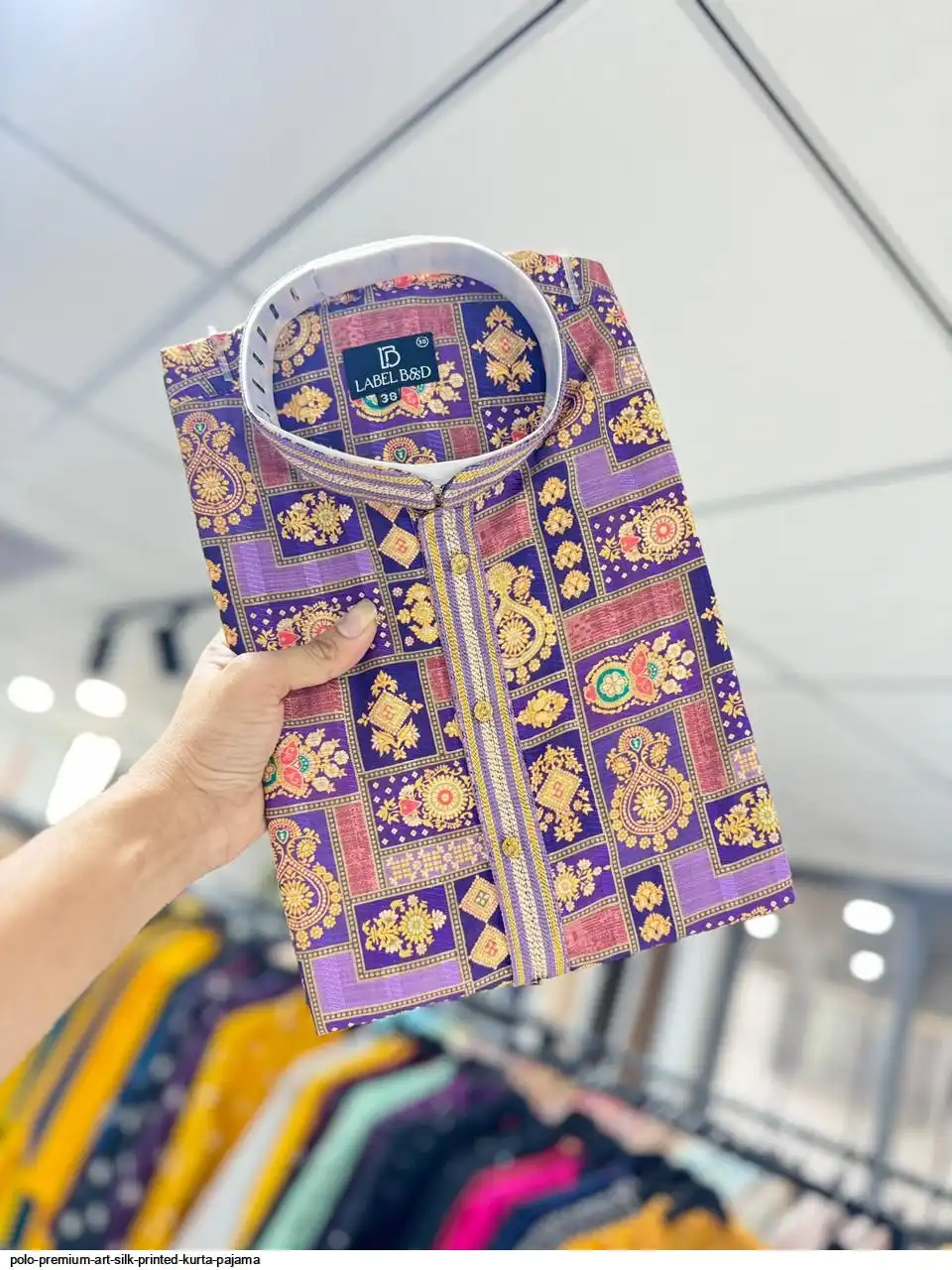 POLO PREMIUM ART SILK PRINTED KURTA PAJAMA B