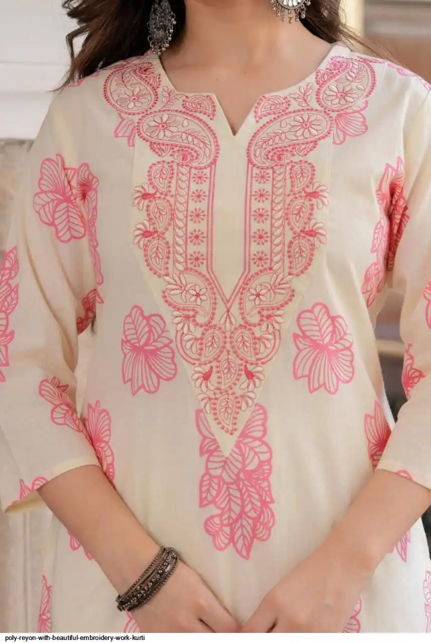 POLY REYON WITH BEAUTIFUL EMBROIDERY WORK KURTI 2