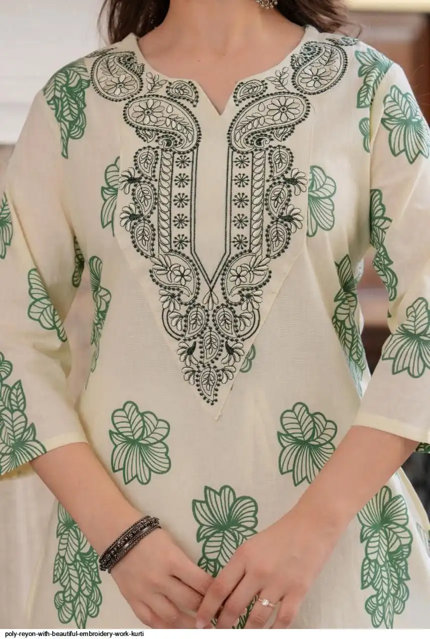 POLY REYON WITH BEAUTIFUL EMBROIDERY WORK KURTI 3