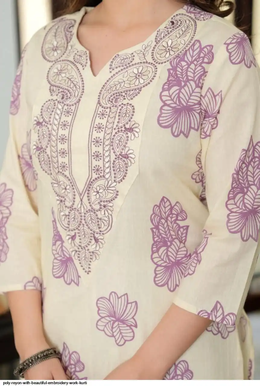 POLY REYON WITH BEAUTIFUL EMBROIDERY WORK KURTI 4