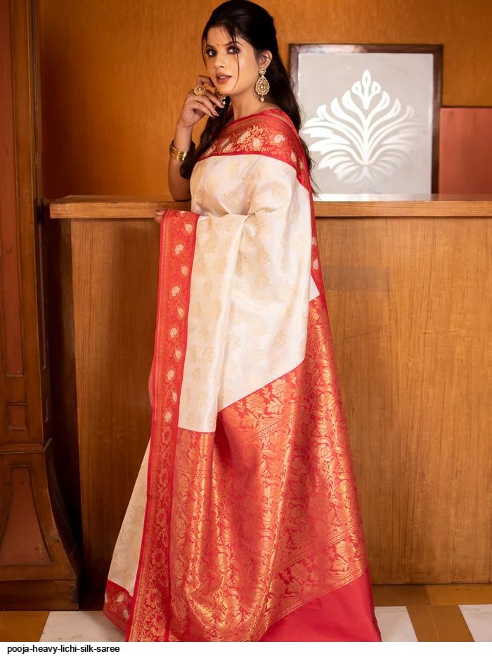 POOJA HEAVY LICHI SILK SAREE