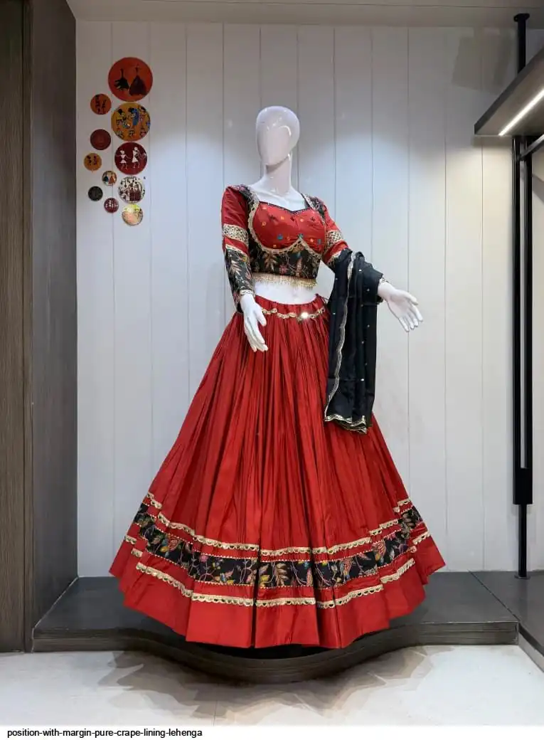 POSITION WITH MARGIN PURE CRAPE LINING LEHENGA 1