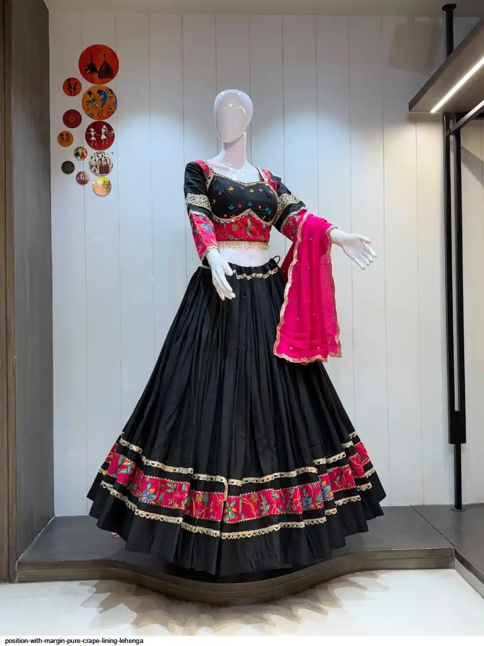 POSITION WITH MARGIN PURE CRAPE LINING LEHENGA 3