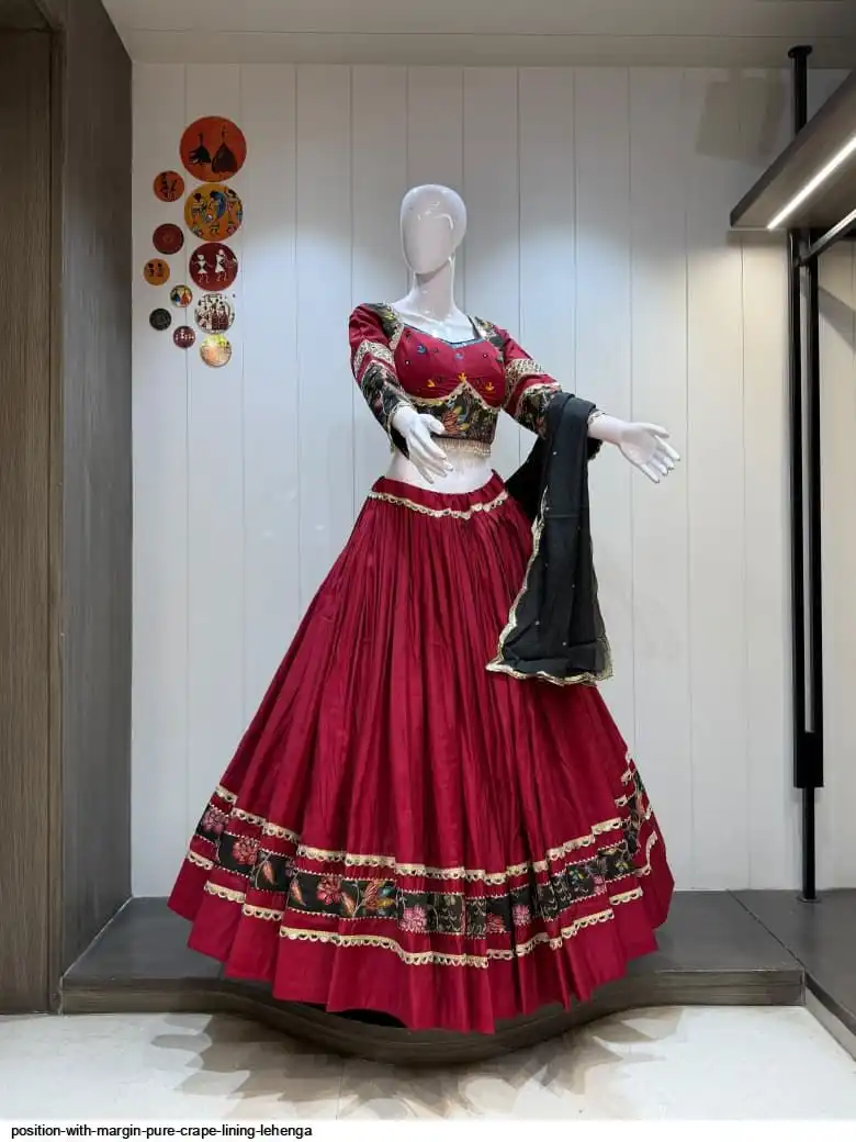 POSITION WITH MARGIN PURE CRAPE LINING LEHENGA 5