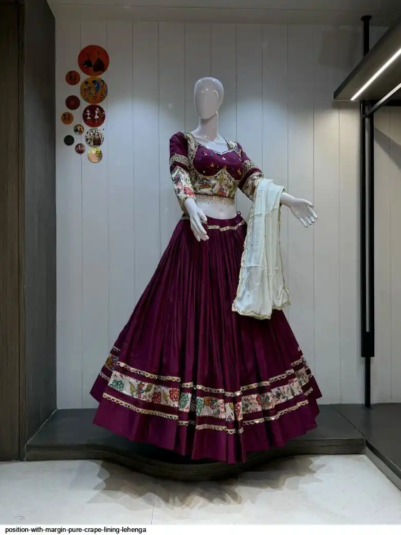 POSITION WITH MARGIN PURE CRAPE LINING LEHENGA 4