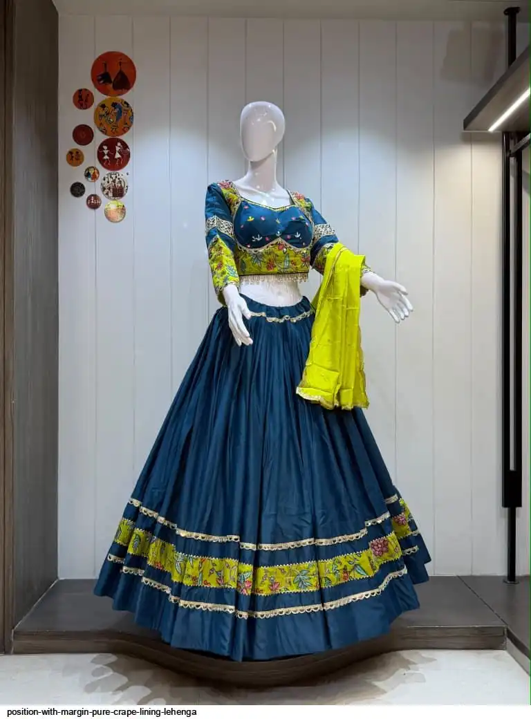 POSITION WITH MARGIN PURE CRAPE LINING LEHENGA 7