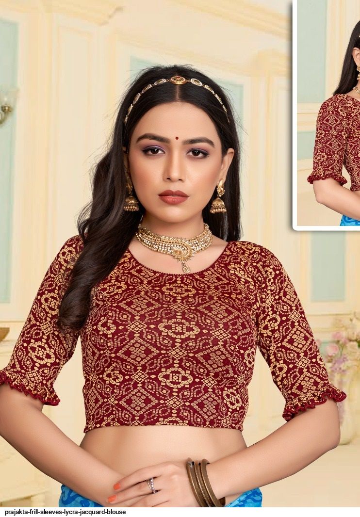 PRAJAKTA FRILL SLEEVES LYCRA JACQUARD BLOUSE