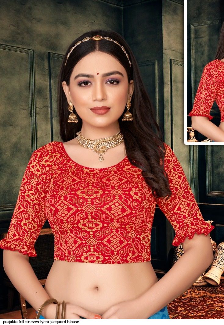 PRAJAKTA FRILL SLEEVES LYCRA JACQUARD BLOUSE