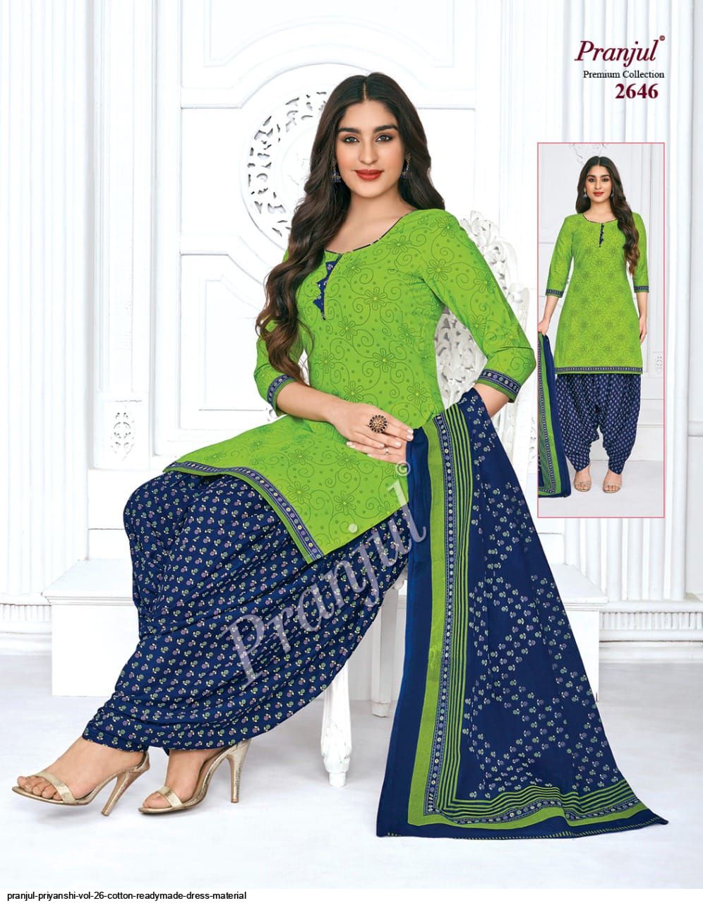 pranjul priyanshi vol 26 cotton readymade dress material 8131