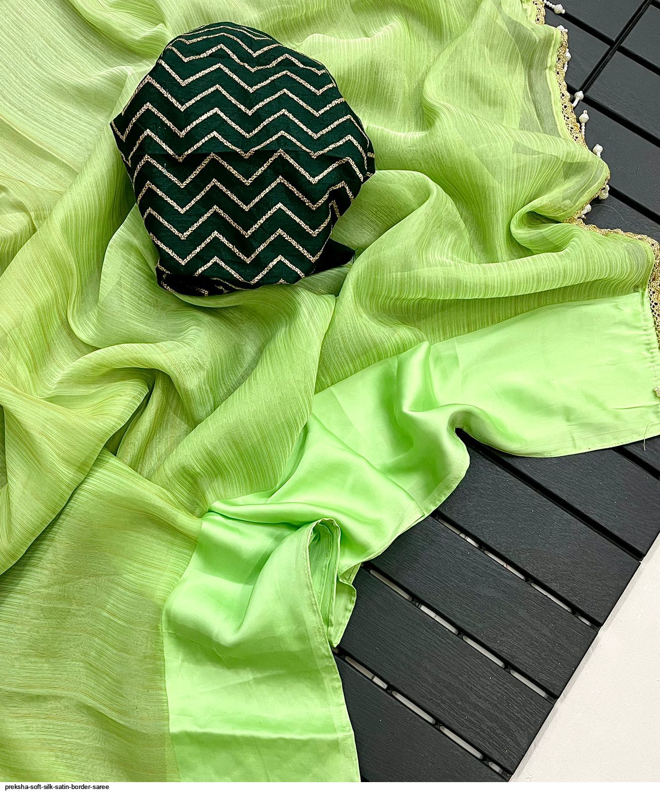 Preksha SOFT SILK SATIN BORDER SAREE