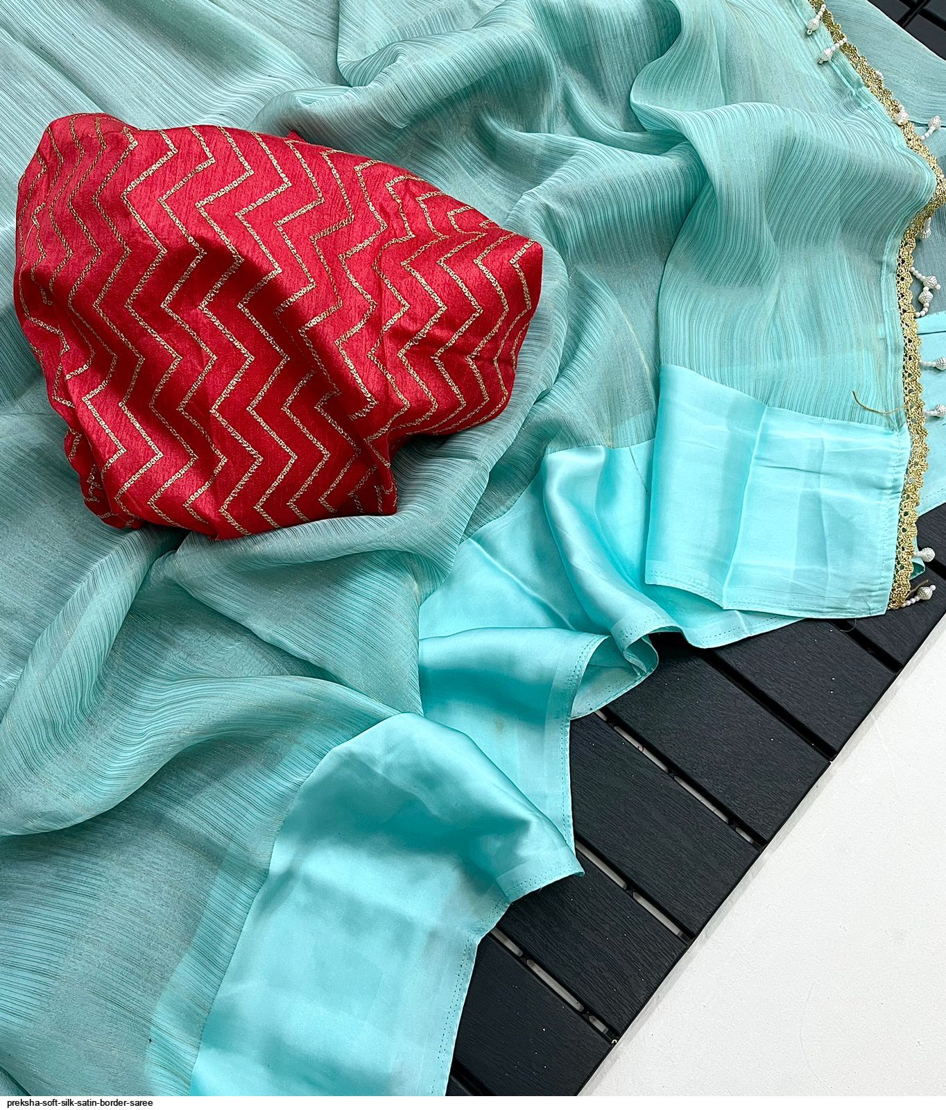 Preksha SOFT SILK SATIN BORDER SAREE