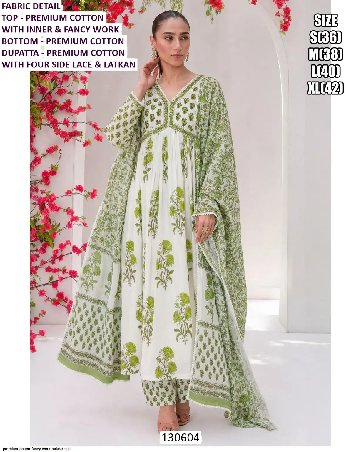 PREMIUM COTTON FANCY WORK SALWAR SUIT 130604